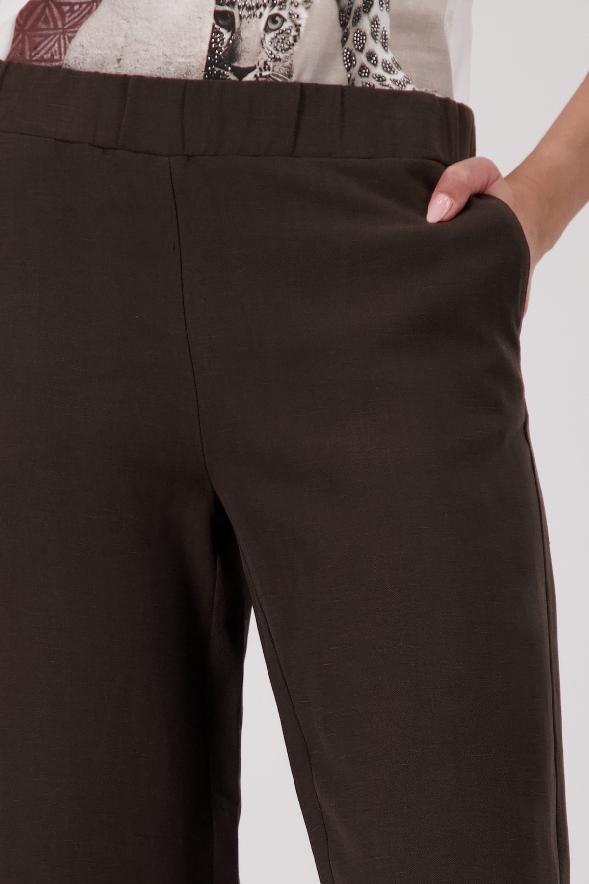 Monari Pantalon 7/8 »Hose Sarah Basic Leinen«  Regular fit mit elastischem Bund