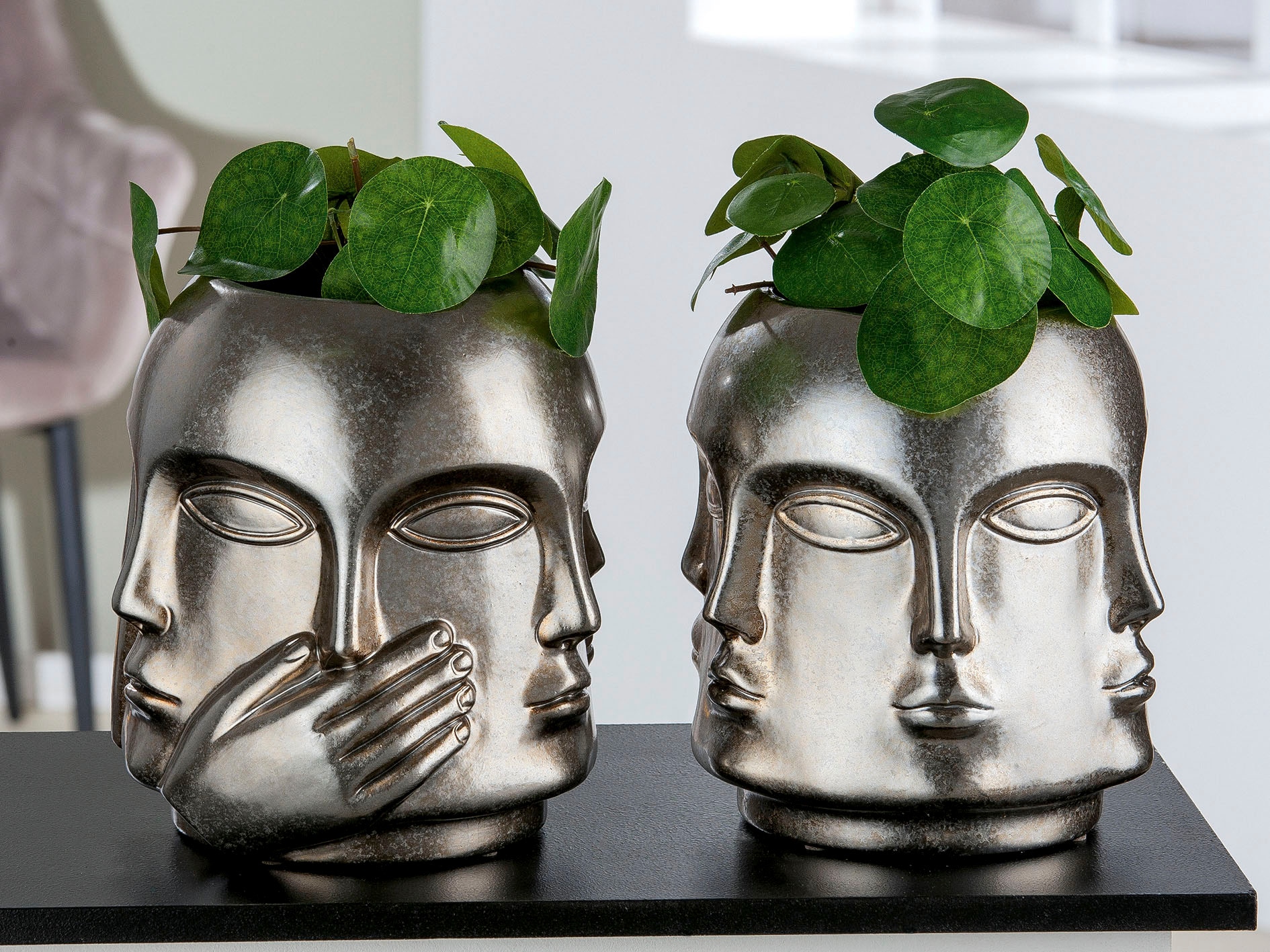 Casablanca by Gilde Tischvase »Ponto, nichts sehen, hören, reden, Höhe ca. 23 cm« dekorative Vase aus Keramik, Blumenvase