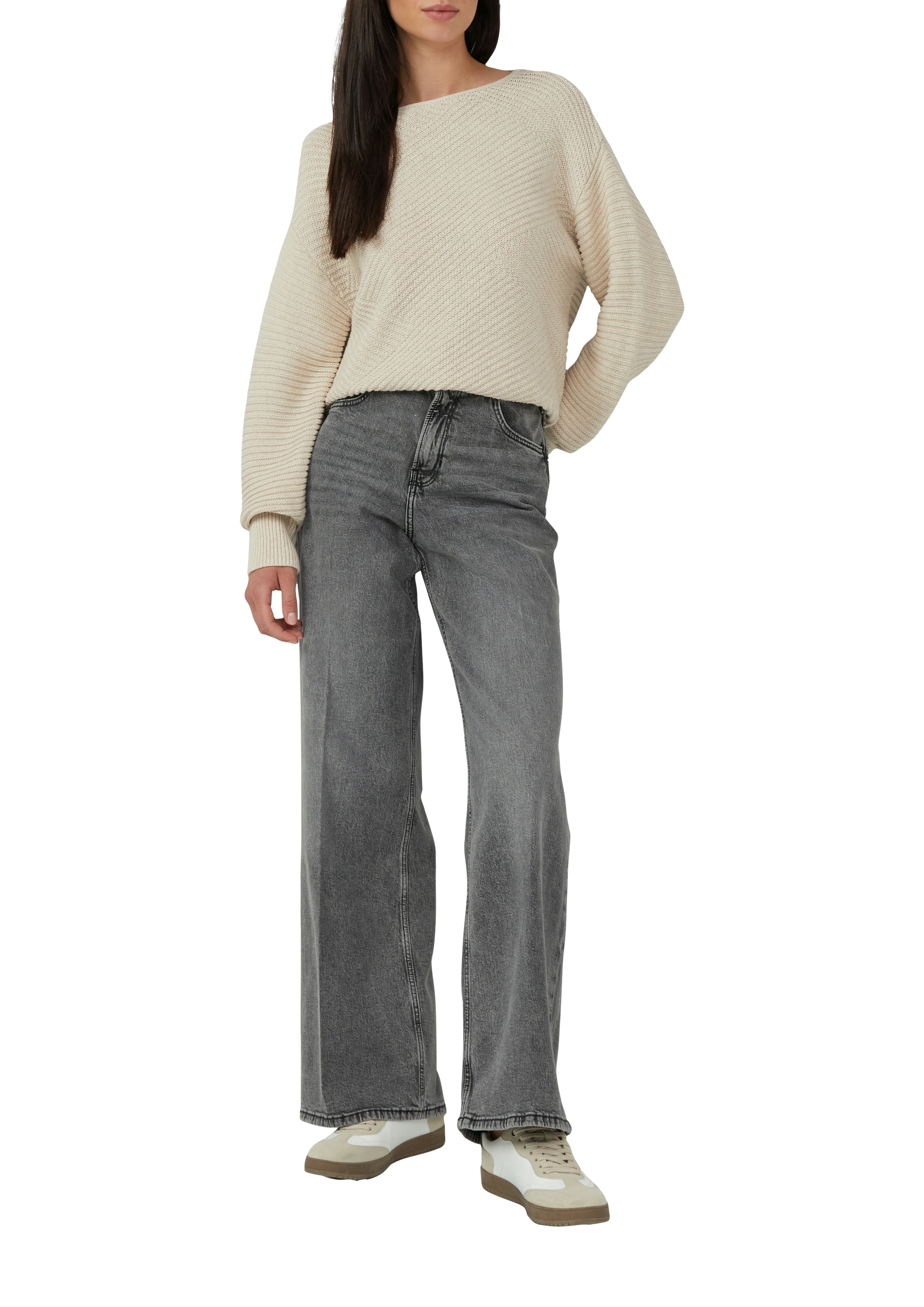 s.Oliver Strickpullover mit Strick-Muster und Rundhals