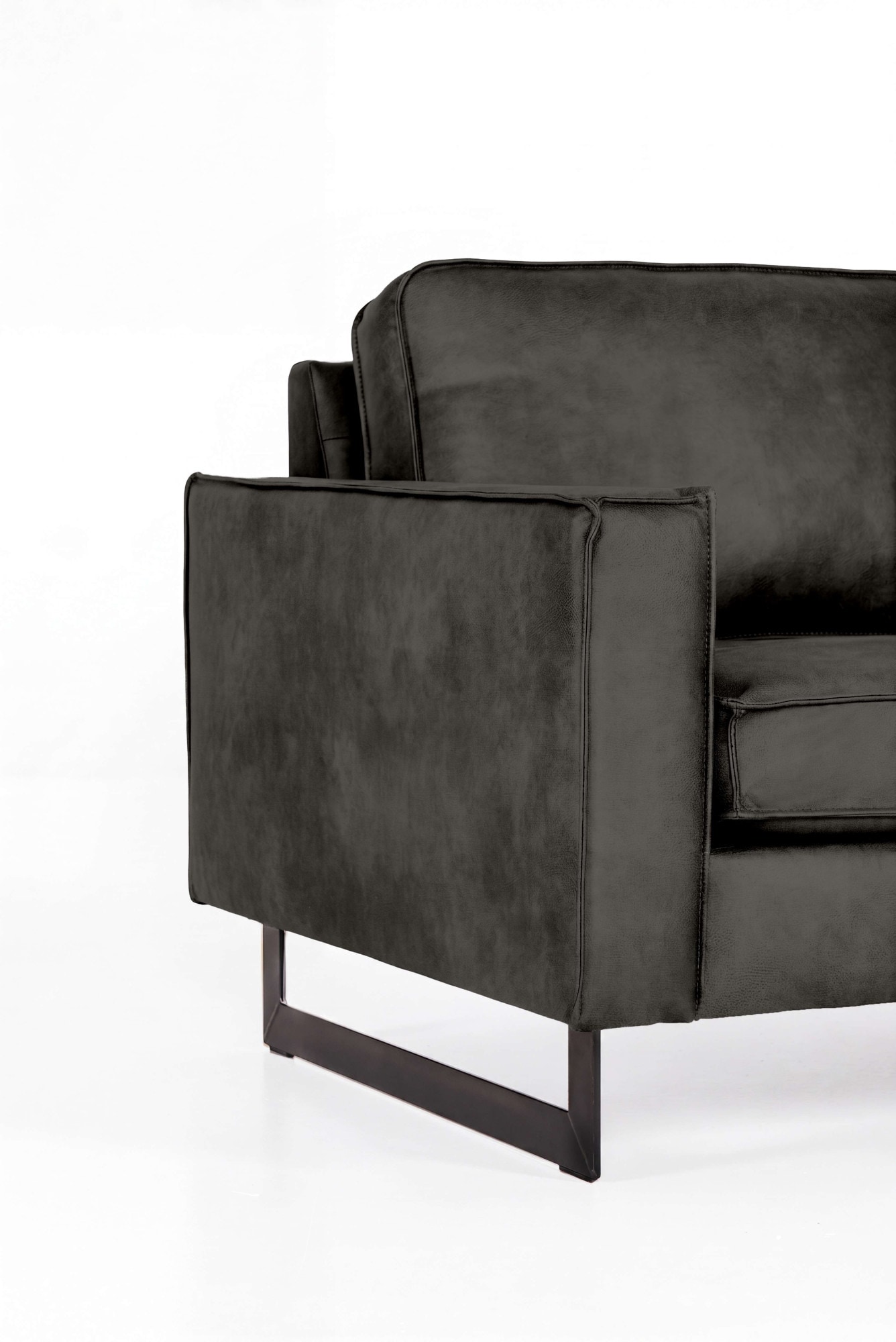 GOODproduct 2-places »Pinto, 166 cm, Cord, Chenille, Lederoptik« avec jonc, pieds métalliques noirs, suspension à ressorts ondulés