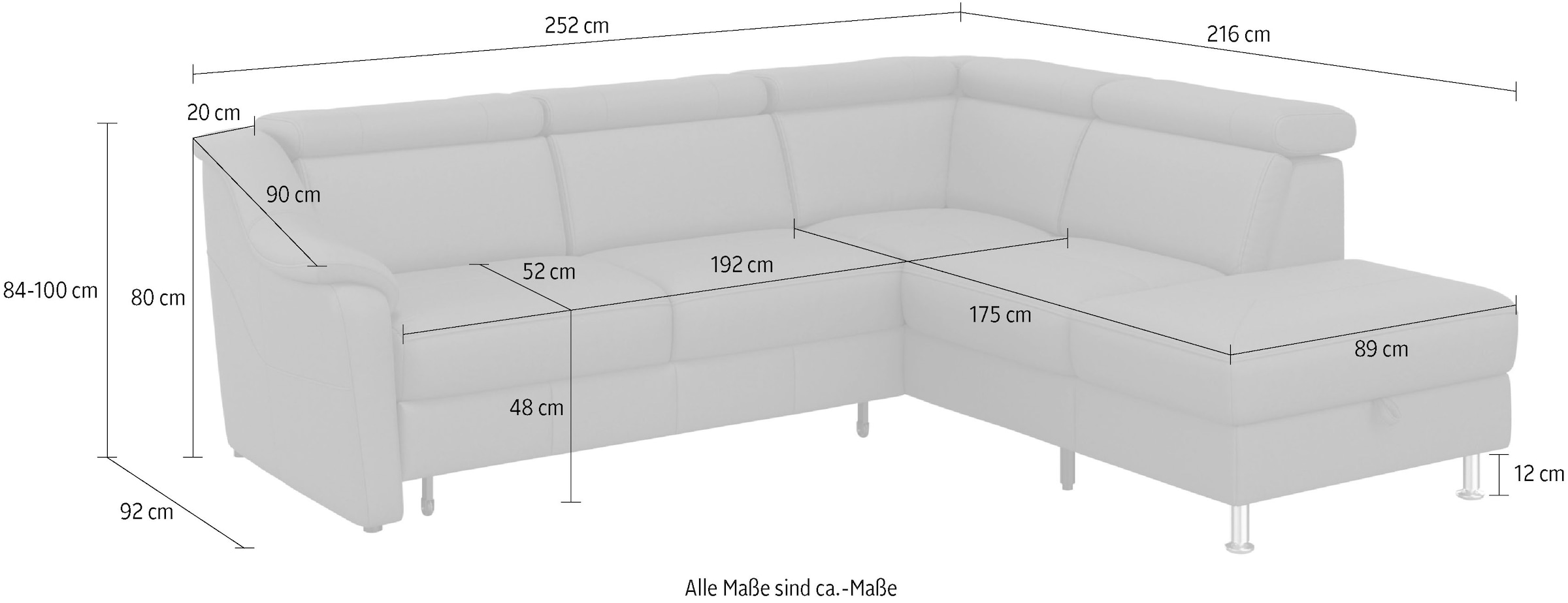 sit&more Canapé d'angle »Freetown L-Form« inklusive Kopfteilverstellung und komfortablem Federkern