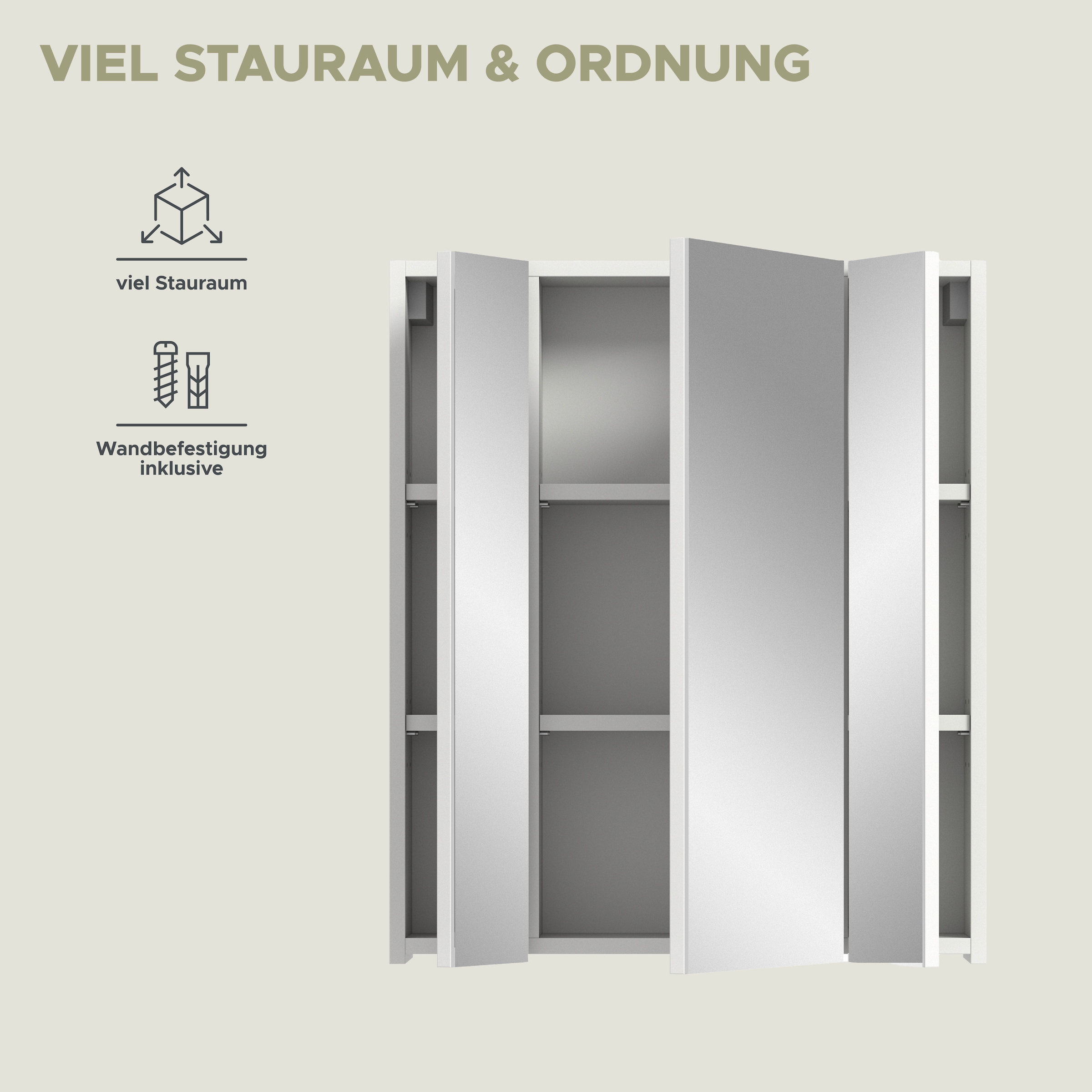 INOSIGN Spiegelschrank »Malmö, Breite 60 cm, 3 Spiegeltüren, 9 Fächer, 6 Einlegeböden« 1 Stk. tlg. in verschiedenen Farben erhältlich, Badmöbel, Spiegel, Badschrank, Bad