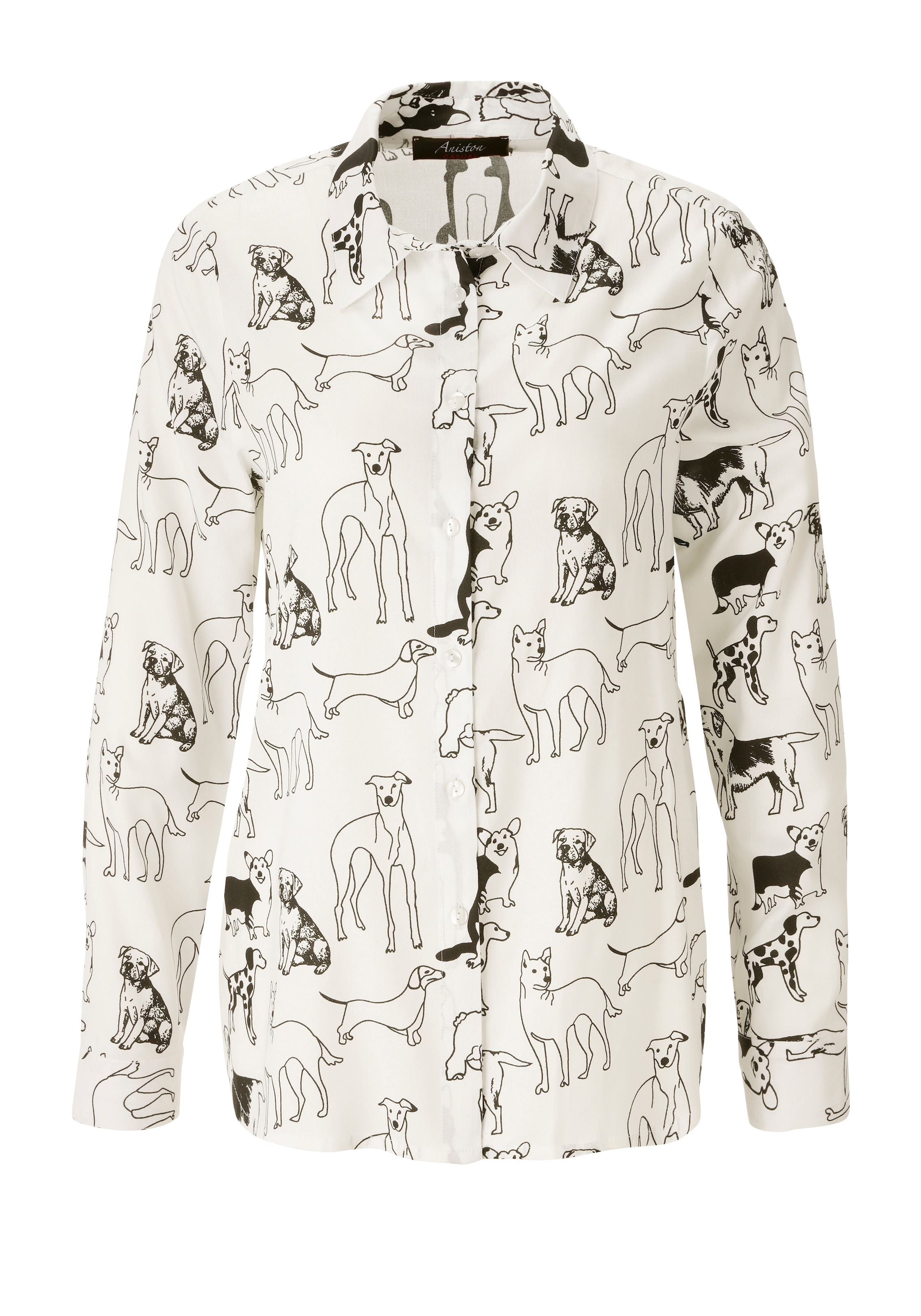 Aniston CASUAL Blouse chemise mit niedlichen Hunden bedruckt- jedes Teil ein Unikat- NEUE KOLLEKTION