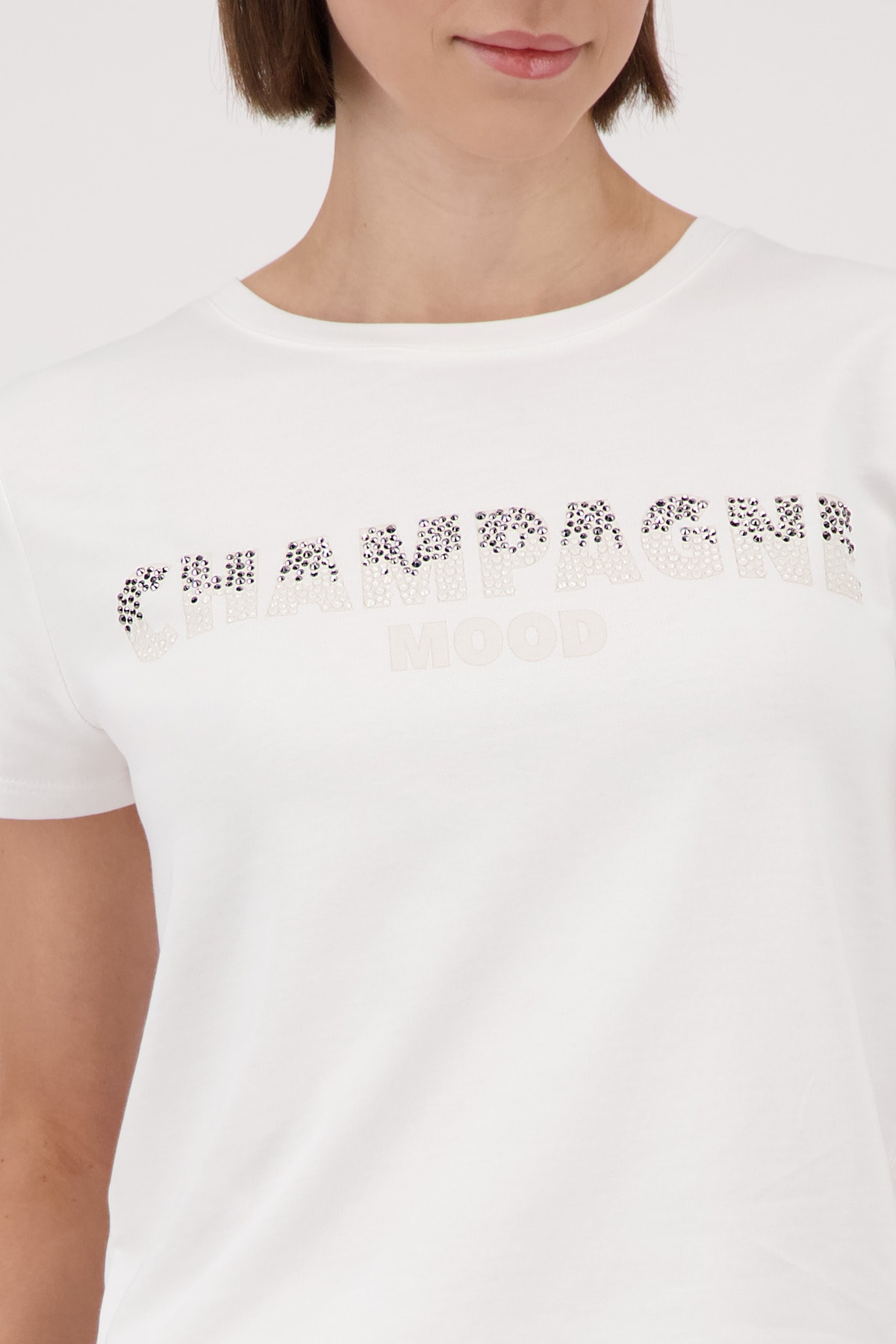 Monari T-shirt »Shirt Schmuckschrift« Regular fit mit Strasssteinen