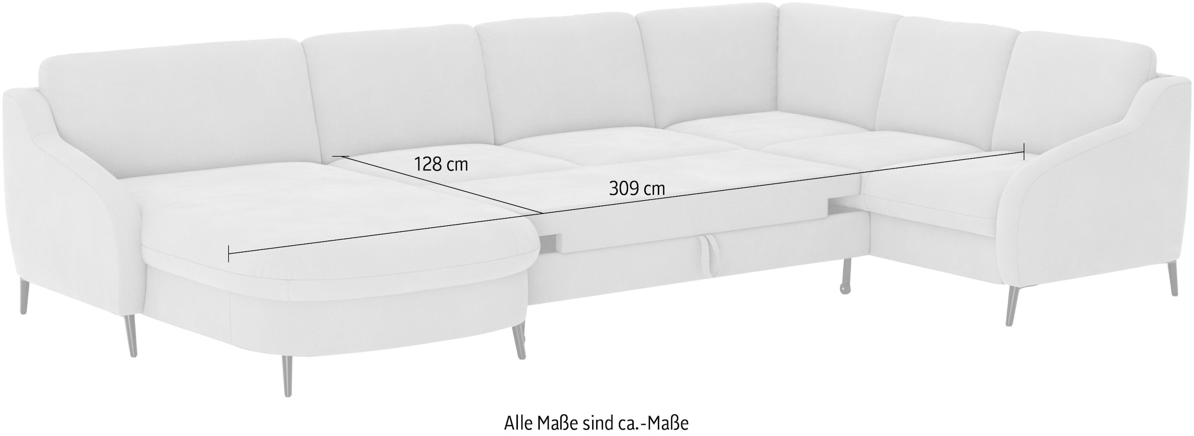 sit&more Wohnlandschaft »Soul U-Form« wahlweise mit Bettfunktion und Bettkasten oder Schubkasten