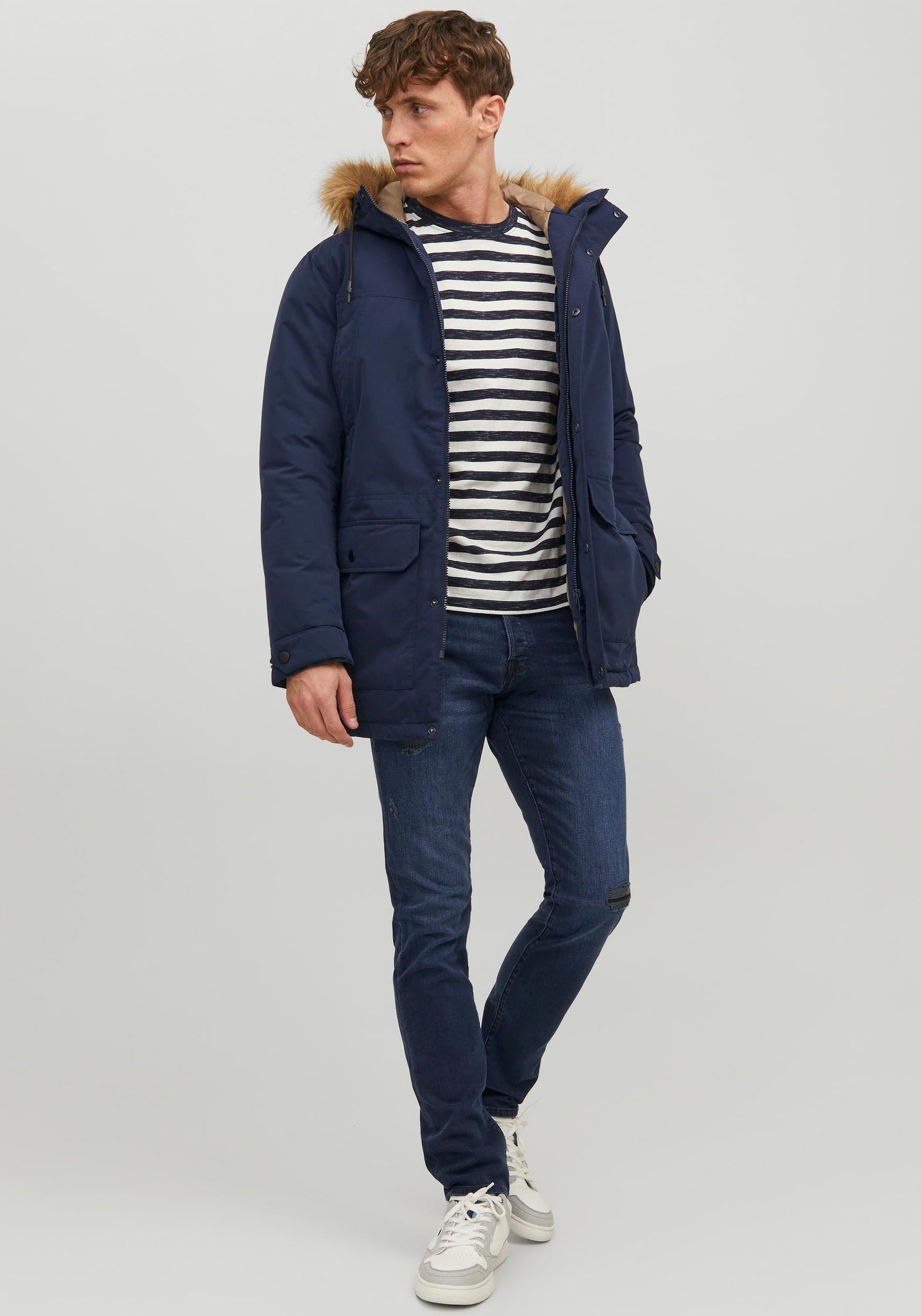 Jack & Jones Jeans slim »JJIGLENN – Slim-Fit-Jeans mit niedriger Leibhöhe« Used, modisch, slim fit, Denim/Jeans