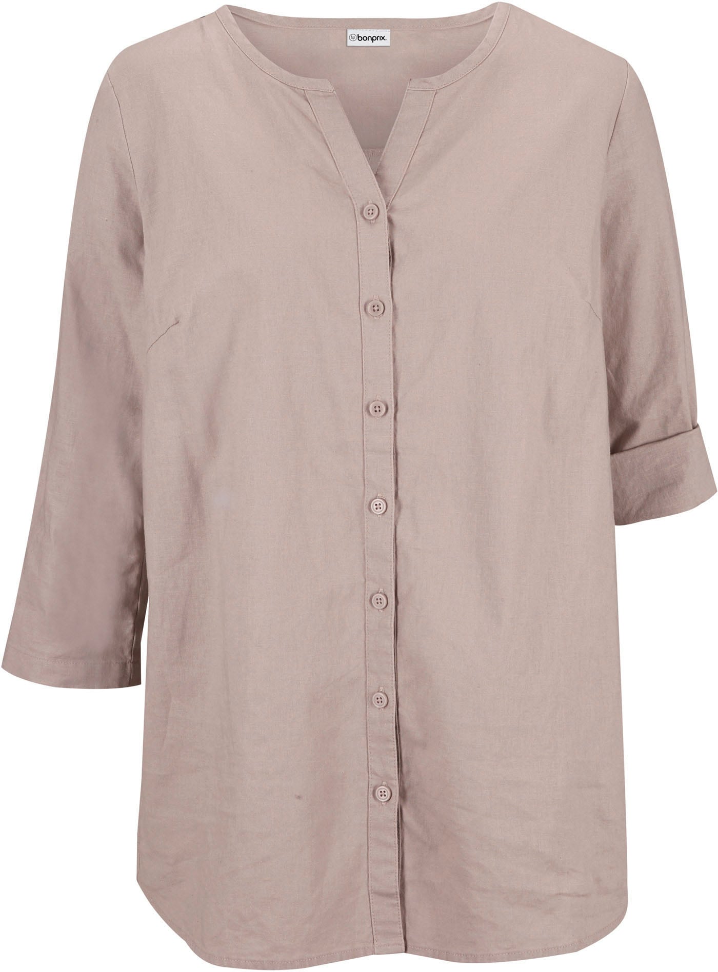 bonprix Blouse à manches longues »Bluse mit Leinen, 3/4 Arm« Regular Fit, für den Alltag, aus Leinen und Baumwolle