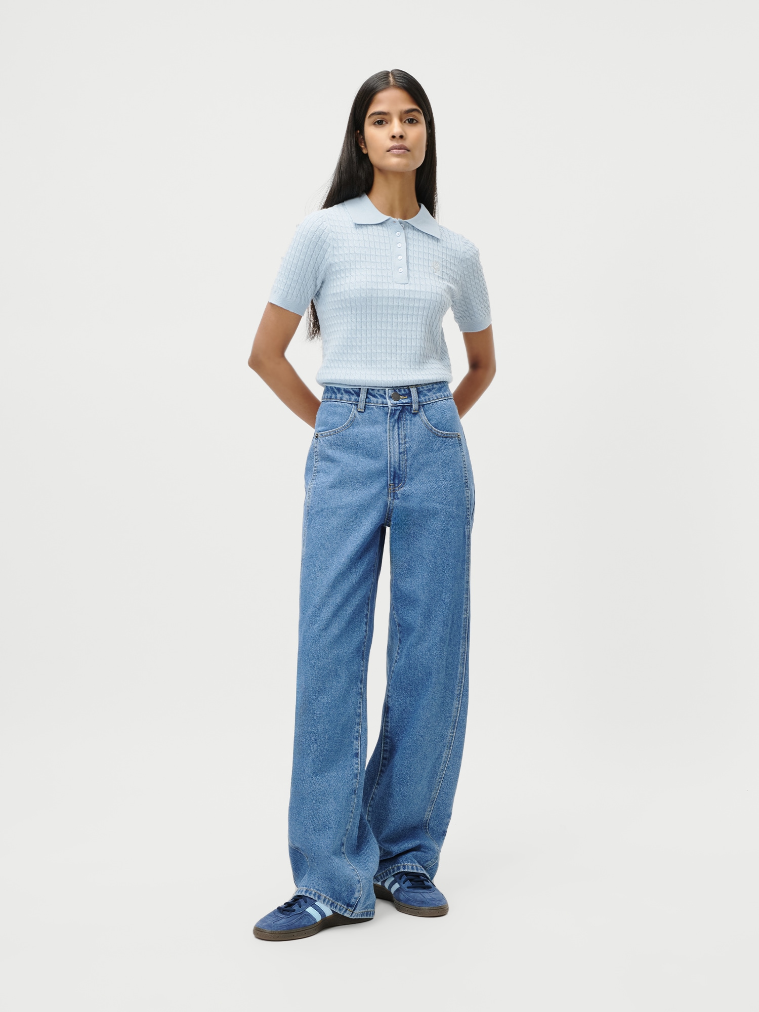 LeGer Polo »Manolja, LeGer by Lena Gercke« mit Zopfmuster, Logostickerei