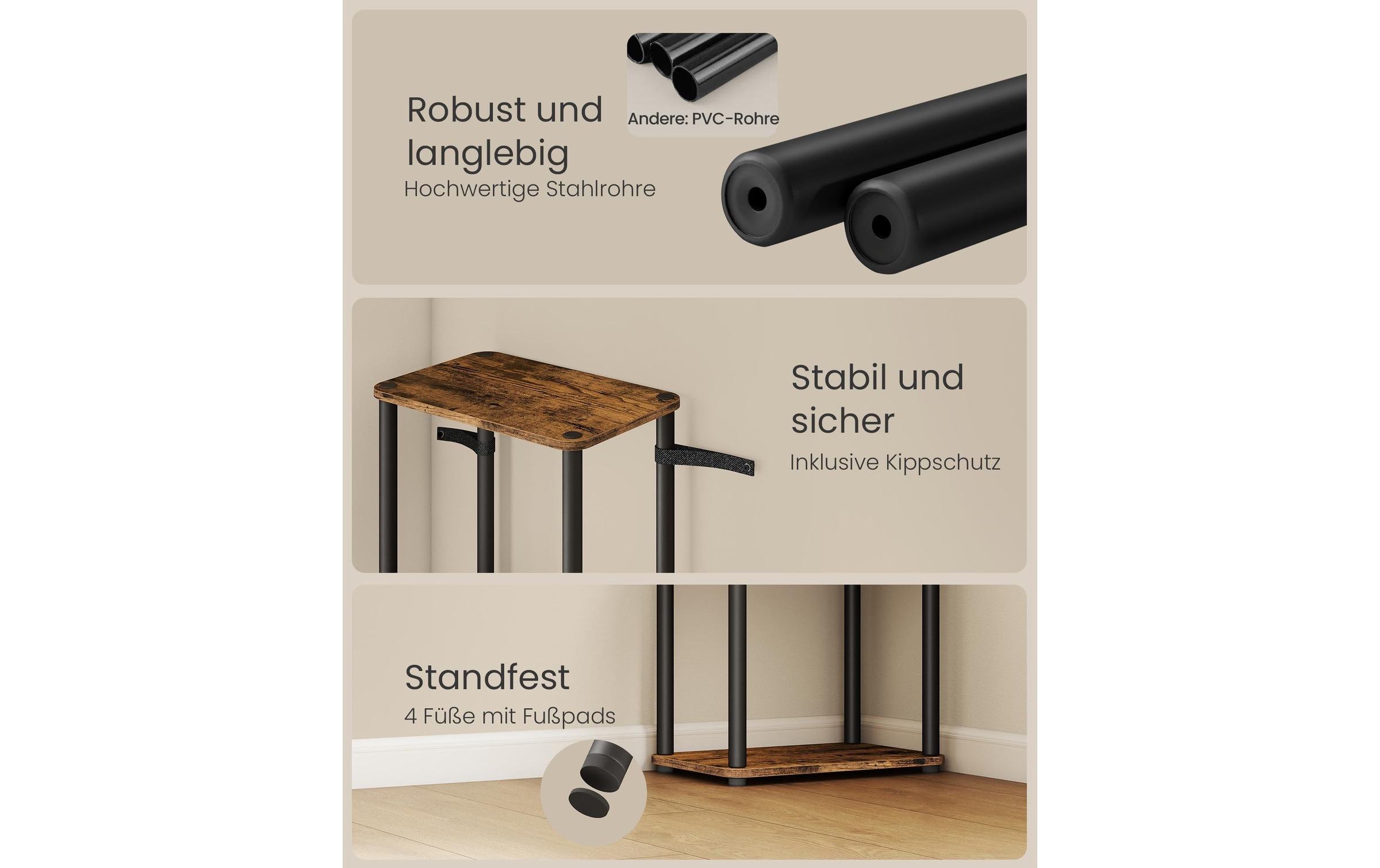 VASAGLE Étagère »38 x 23,8 x 173 cm« Vielseitiges Standregal mit sechs Ebenen im Industriedesign