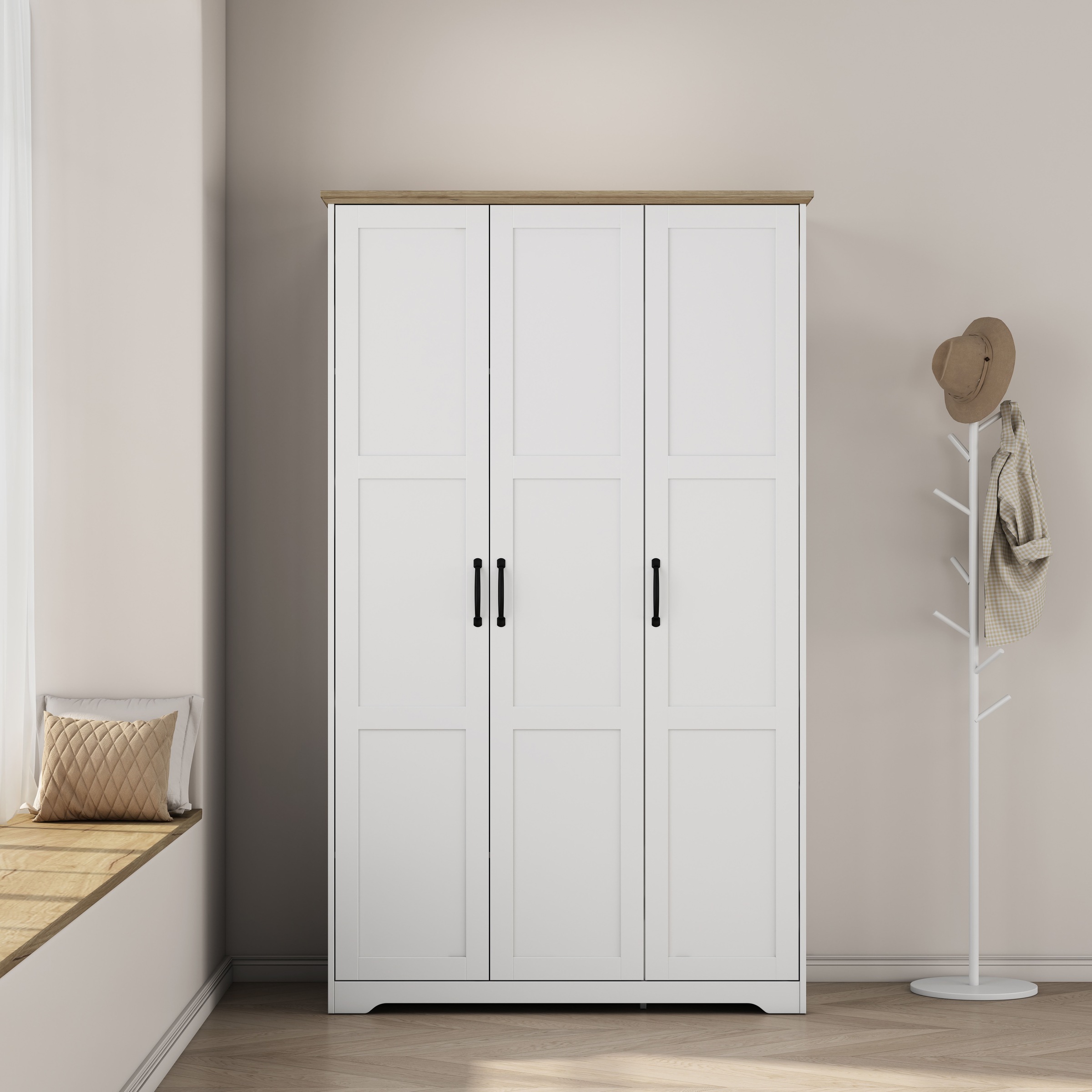 GOODproduct Kleiderschrank »Emmilia Schrank Schlafzimmerschrank im Landhaus Design« Mit vielen Einlegeböden und Softclose,  Landhaus Schrank mit  3 Türen Breite 113,4cm, Höhe 2m
