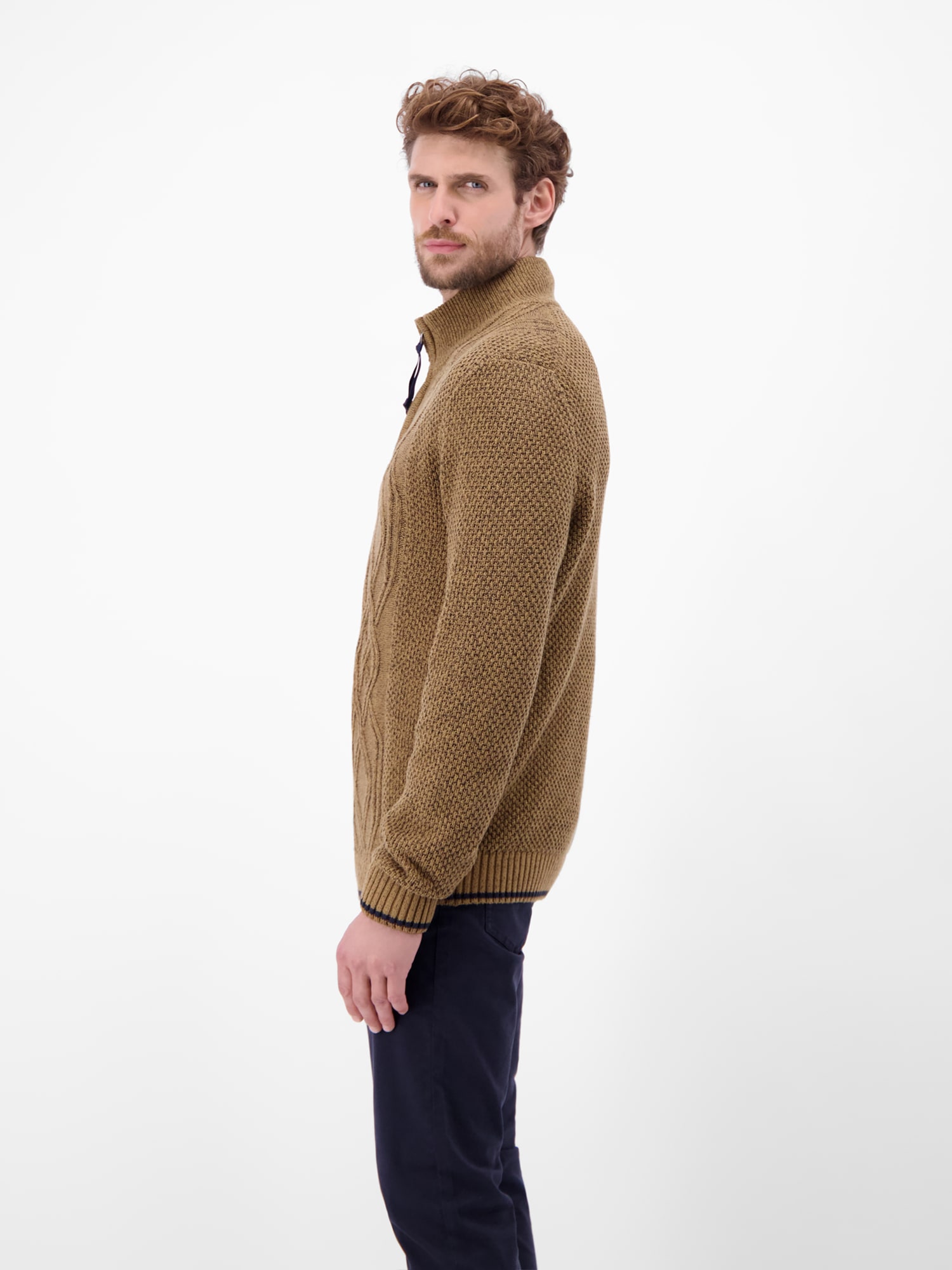 LERROS Strickpullover »LERROS Strickpullover mit Zopfmuster und Troyerkragen«