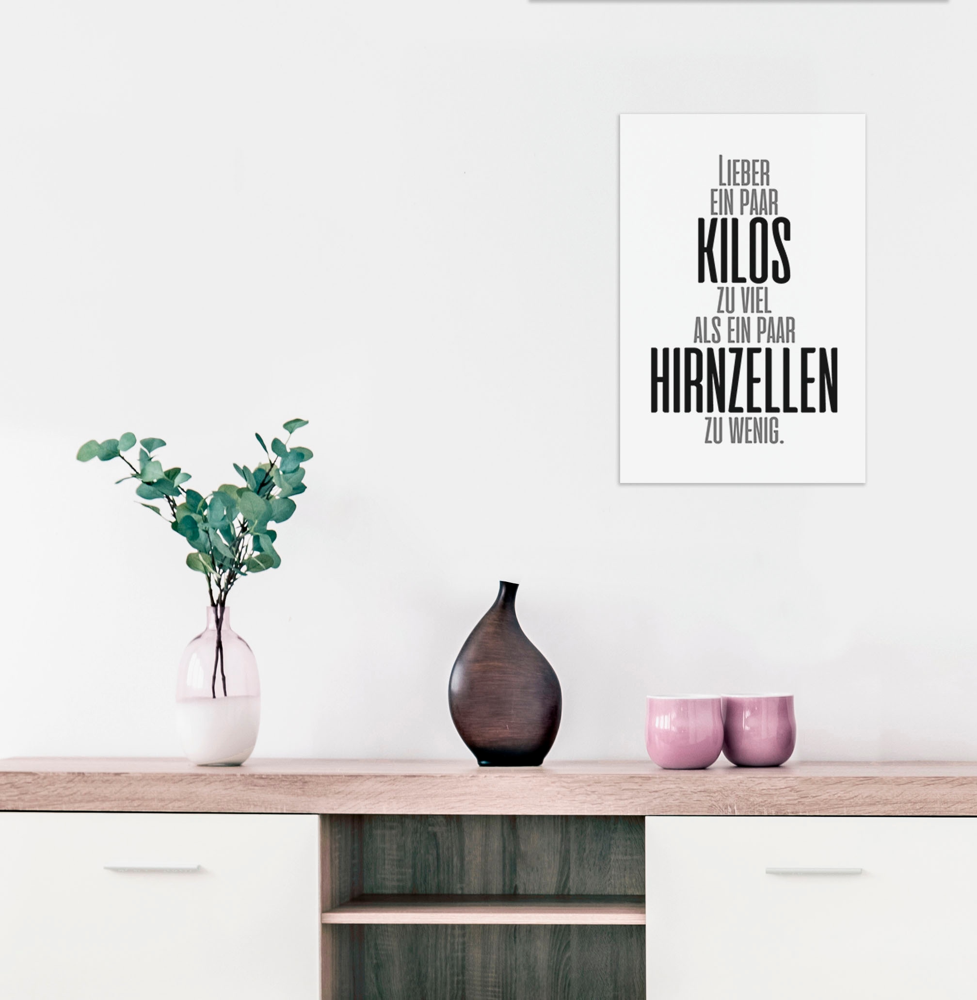 queence Wanddekoobjekt »Lieber ein paar Kilos ...« Stahlschild, Blechschild, Spruch, Witzig, Wanddeko, retro, 20x30cm