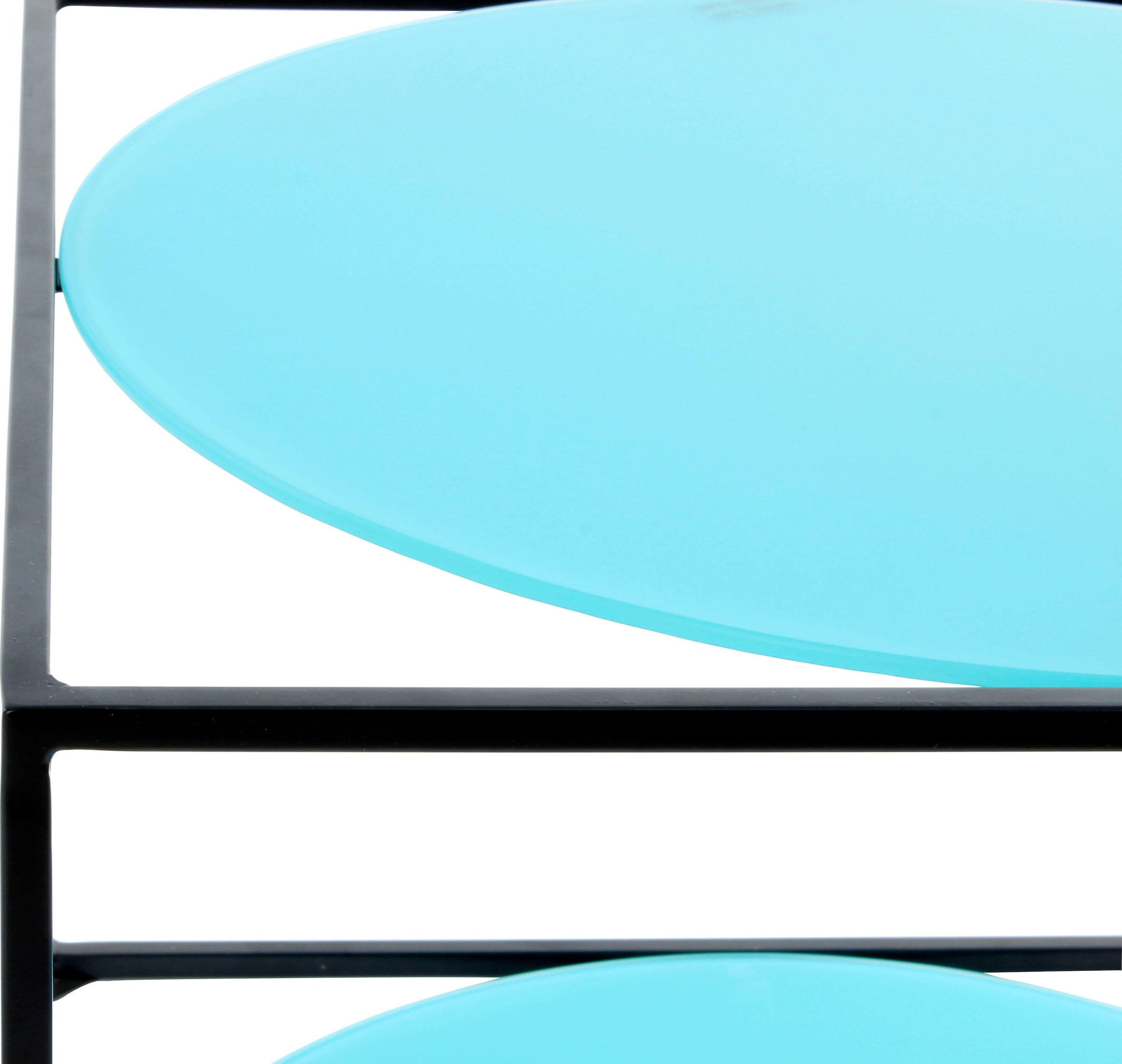 Kayoom Table d'appoint »Cody, Beistelltisch in Würfelform, offenes, modernes Design« 1 cuis tlg. moderne Kubusform mit runden Ablageflächen aus Glas