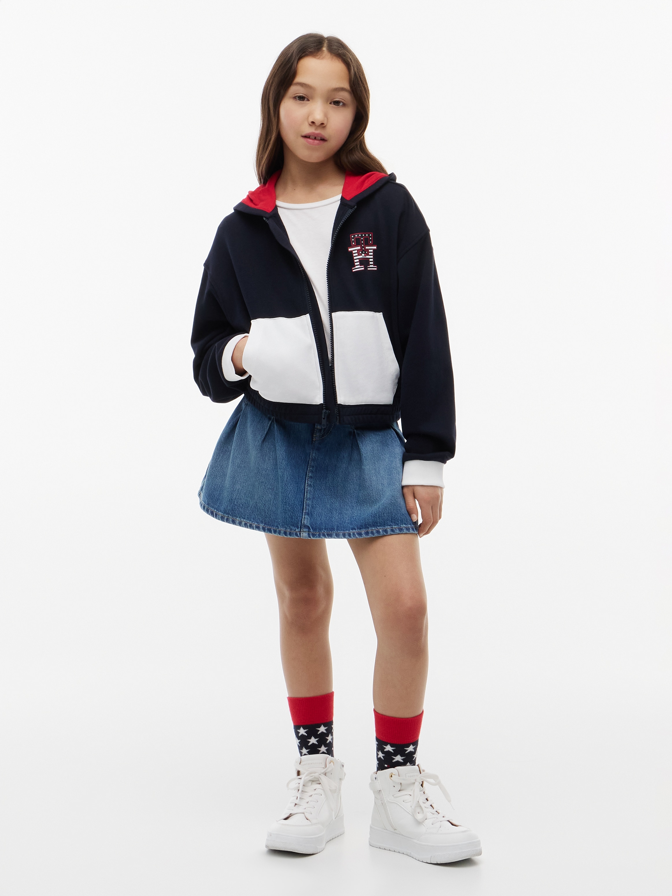 Tommy Hilfiger Jupe en jean coupe régulière, enfants jusqu'à 16 ans, silhouette légèrement évasée
