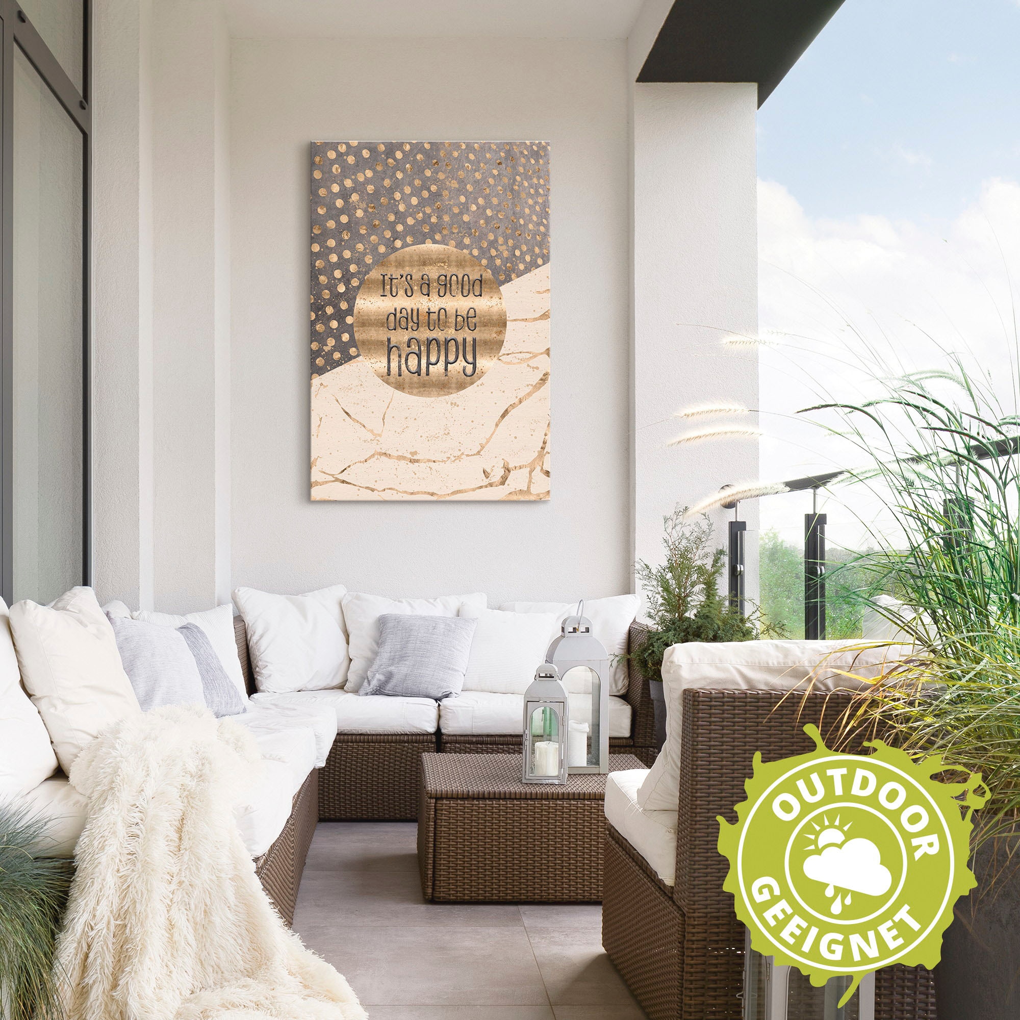 Artland Fresque murale »Ein guter Tag um glücklich zu sein« 1 cuis tlg. als Alubild, Leinwandbild, Poster in verschied. Grössen