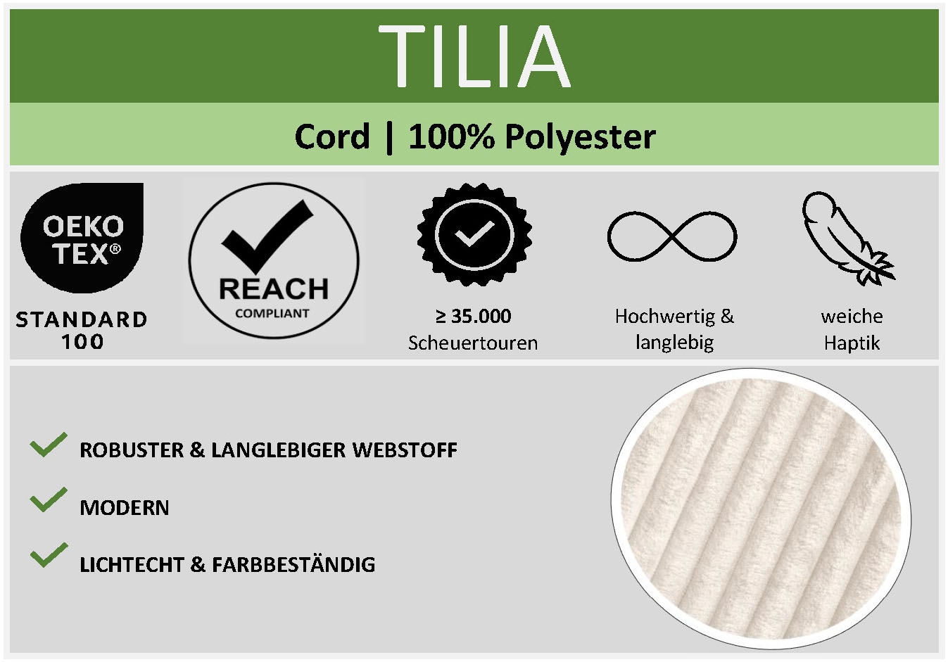 Home affaire Lit rembourré »ALSTED, Familienbett mit kuscheligen Breitcord-Bezug« surface de couchage 180x200 et 240x200 cm, tête de lit épaissement rembourrée