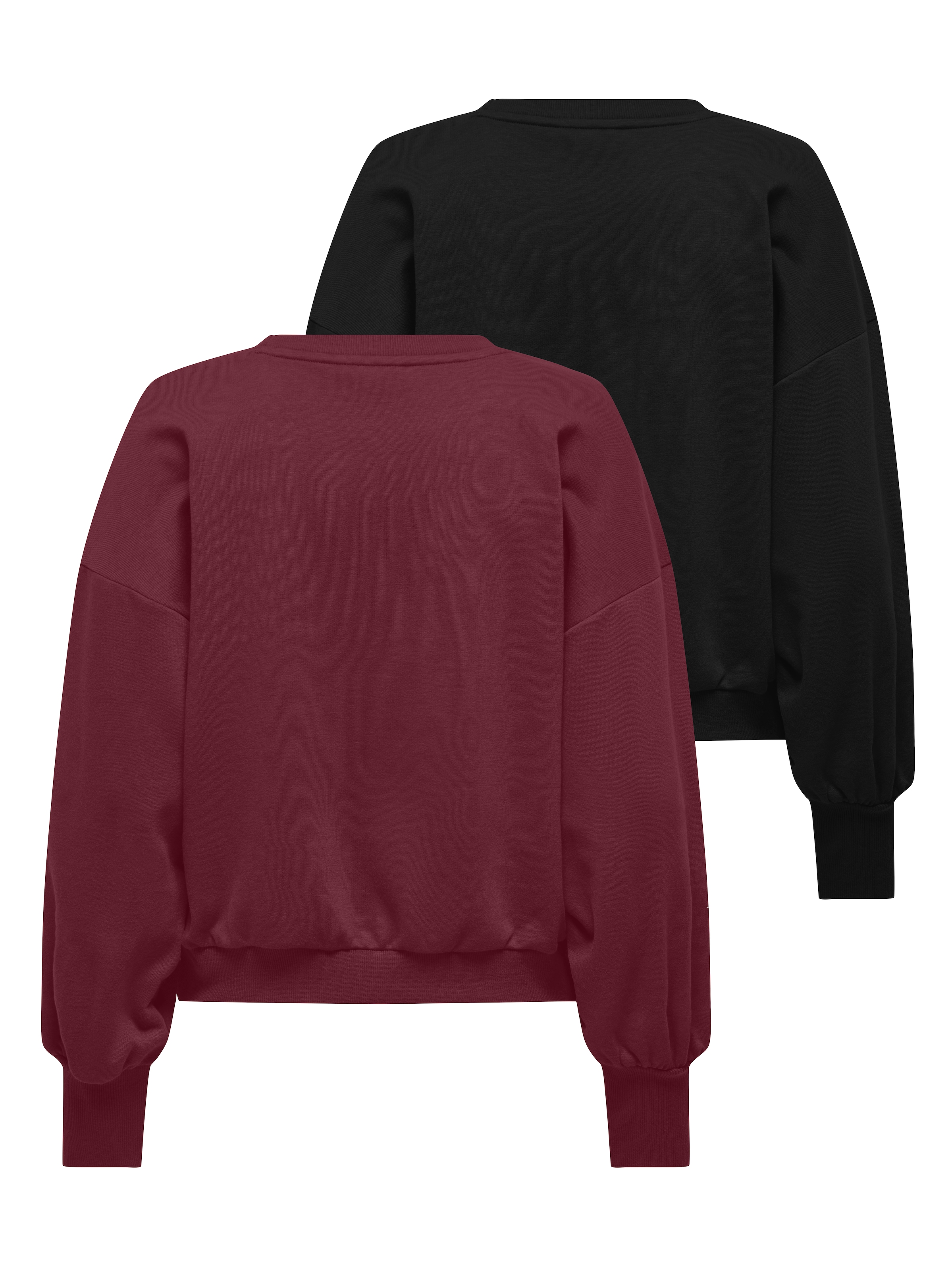 ONLY Sweat-shirt »ONLBROOKE L/S O-NECK SOLID 2 PACK SWT«, 2 mélange coton, coupe régulière

