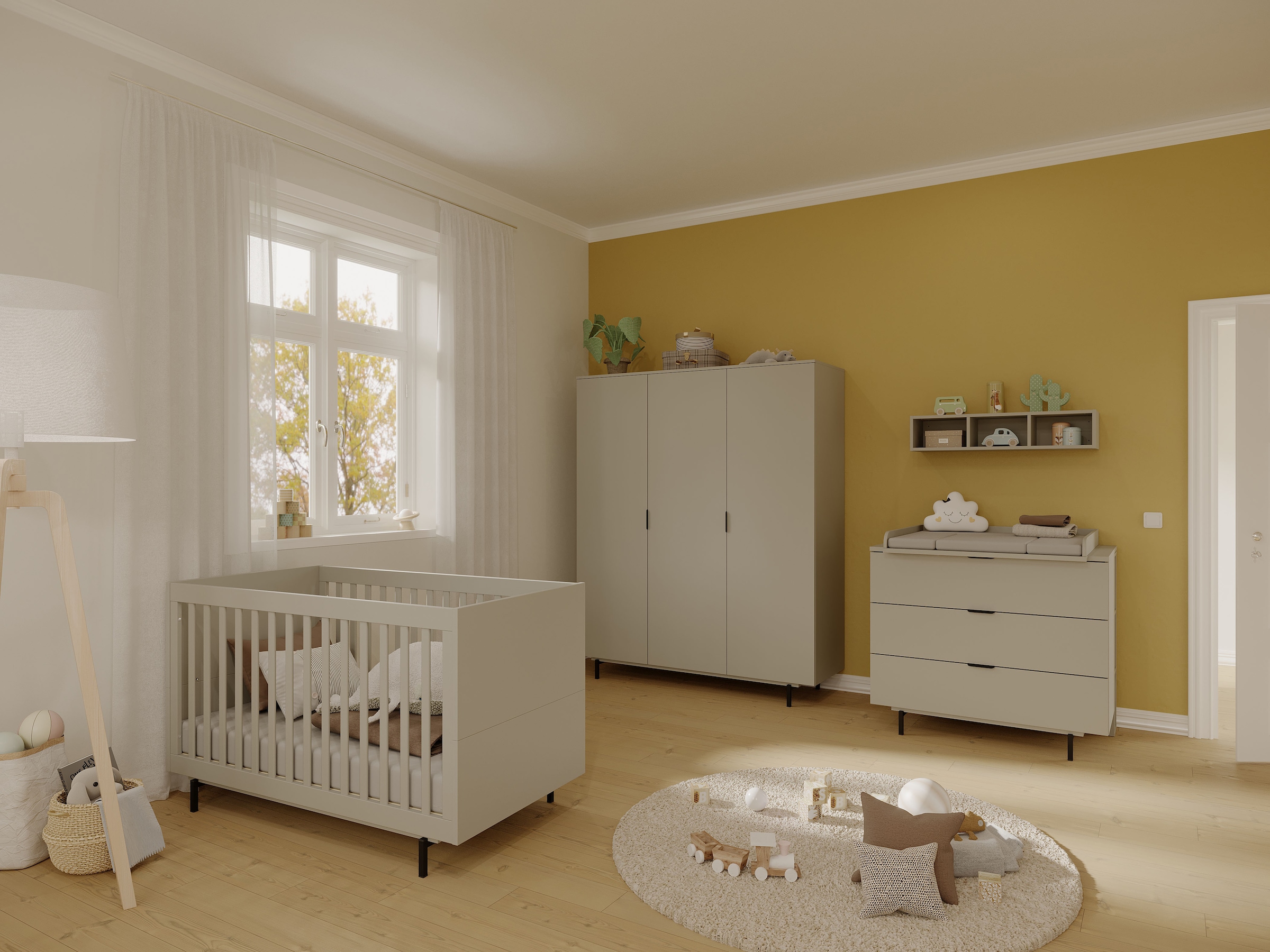 GERMANIA Babymöbel-Set »Tomino« Set, 4 Stk. tlg. modernes Design, mitwachsendes Komplett-Set mit grossem Schrank