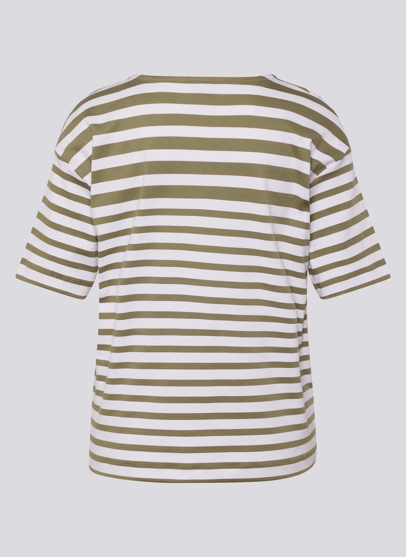 Rabe Shirt à col rond mit Allover-Streifen und Glitzersteinen