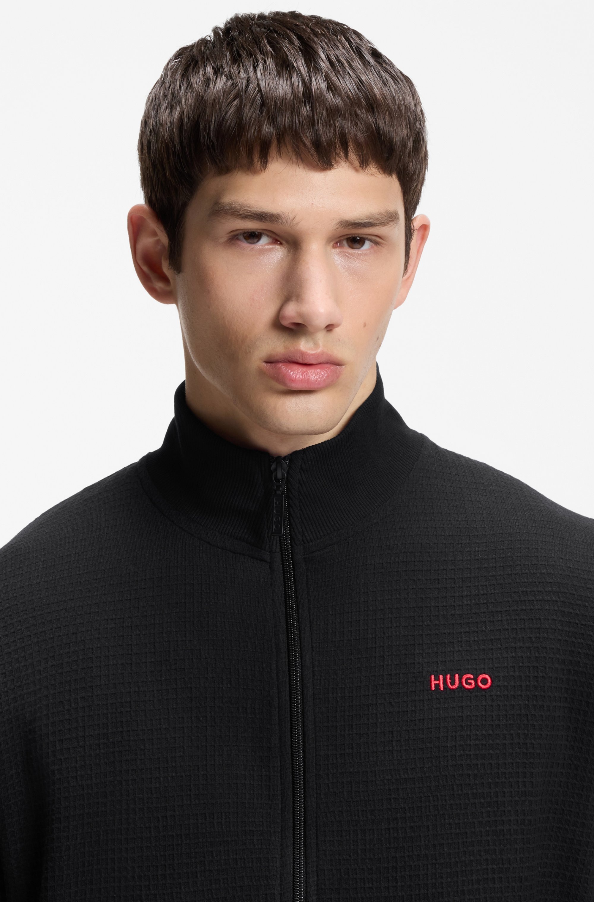 HUGO Underwear Veste sweat mit Stehkragen, mit feiner Struktur