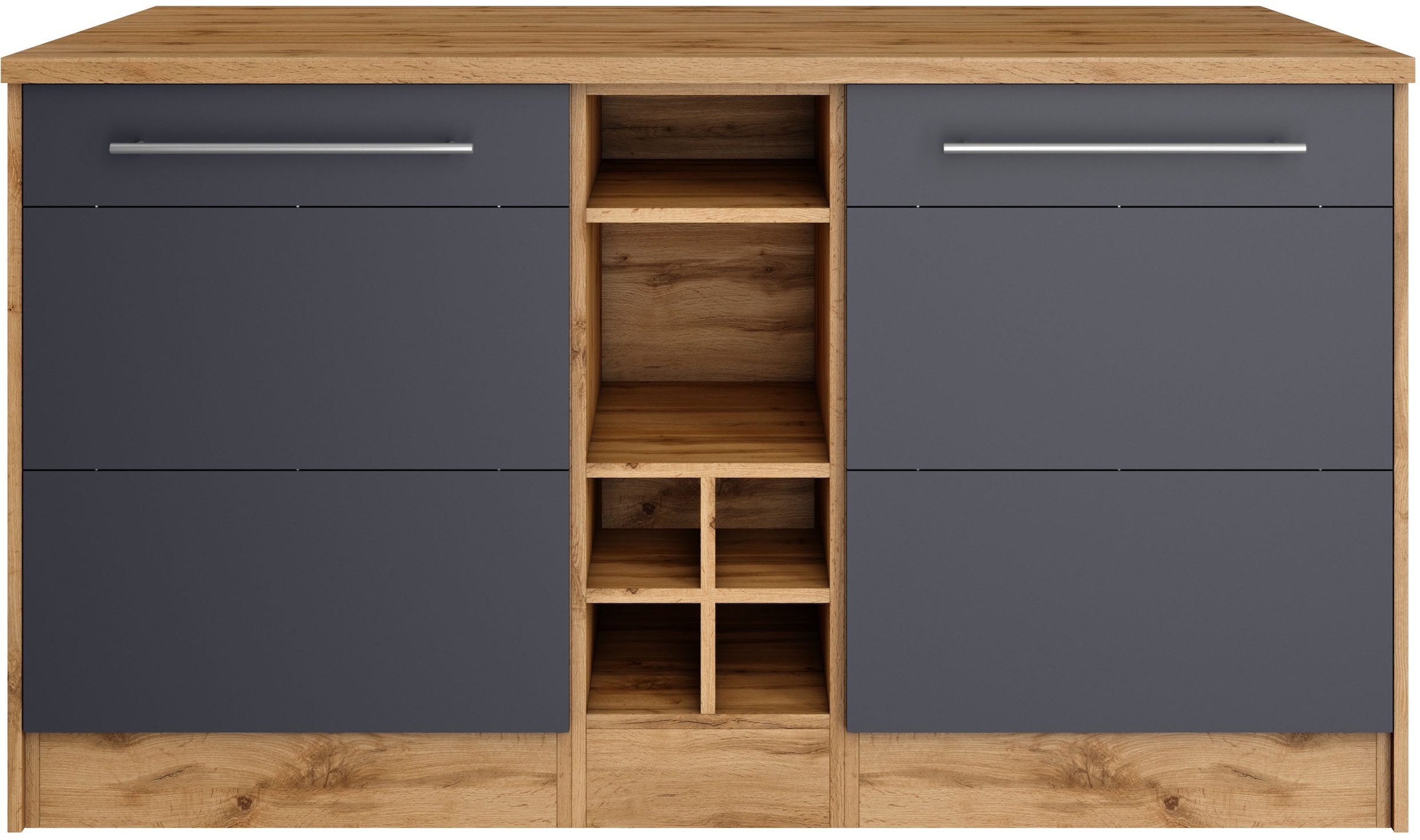 KOCHSTATION Ilot de cuisine »KS-Wien« largeur 153 cm, façades MDF, casier à bouteilles