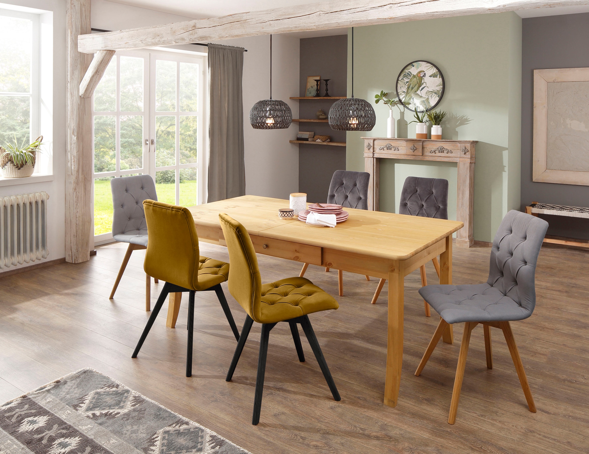 GOODproduct Chaise de salle à manger »Rania« (Set) 2 cuismit Massivholzbeinen