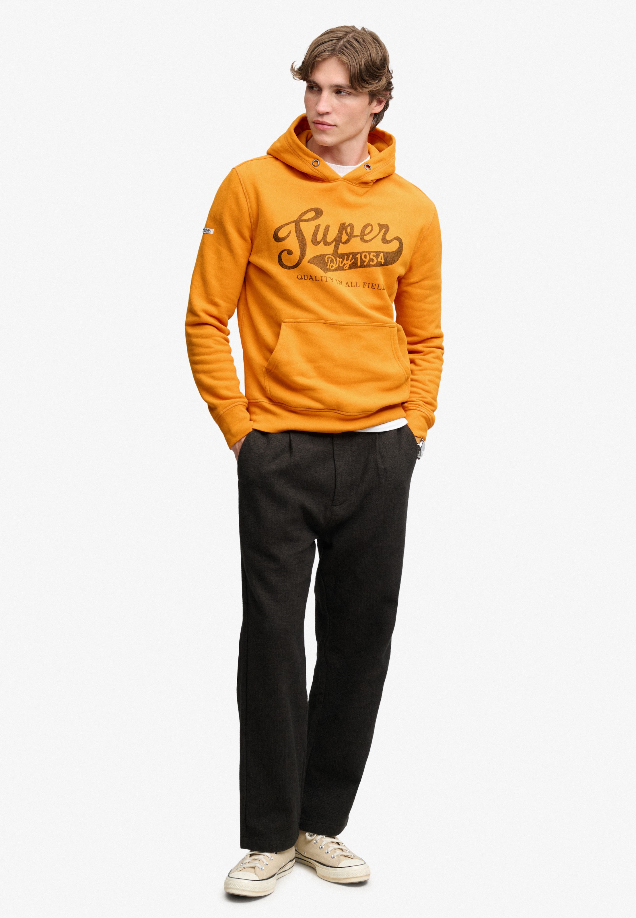 Superdry Sweat à capuche »VINTAGE SCRIPT HOOD«, mélange coton, coupe décontractée
