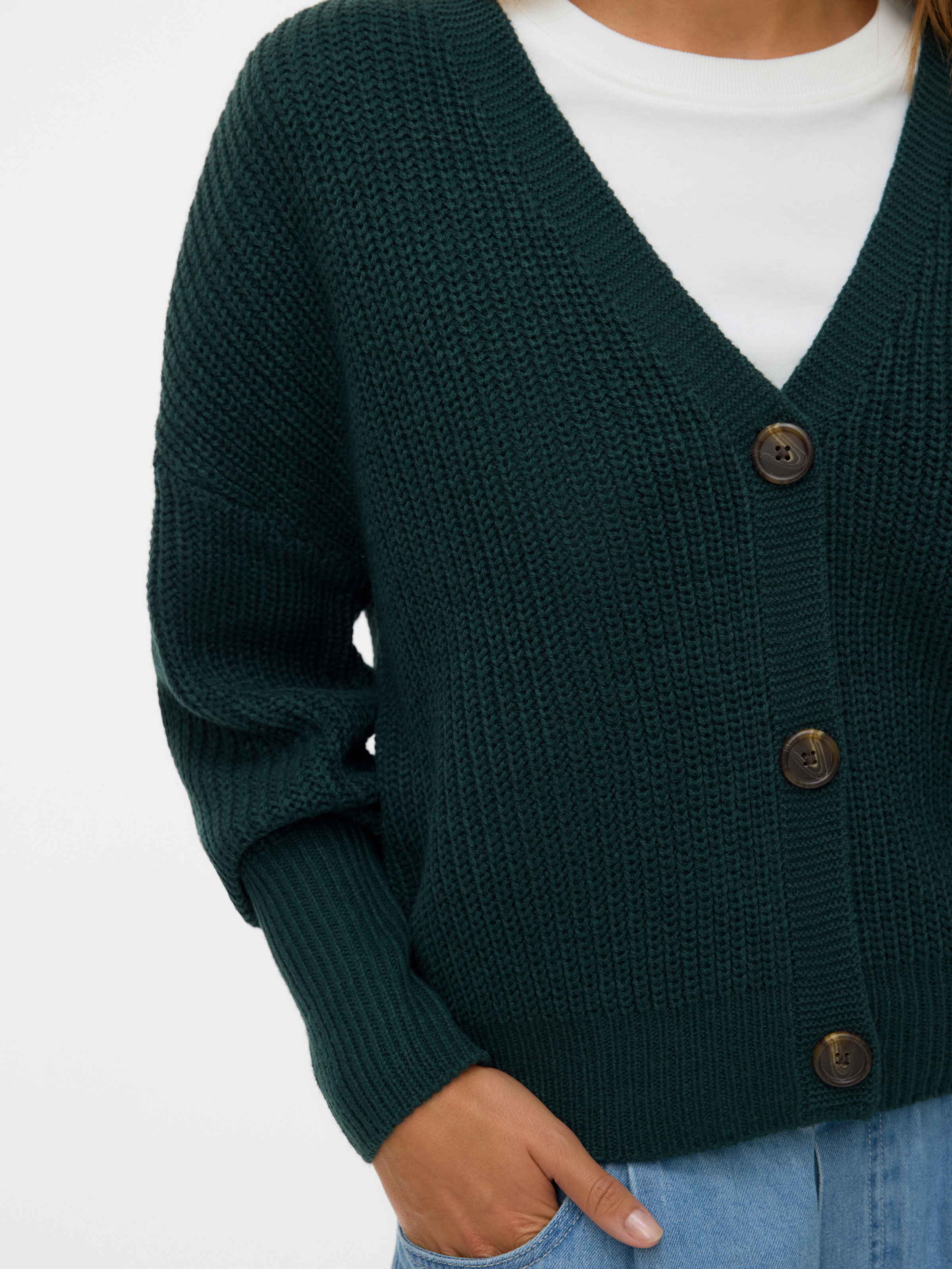 Vero Moda Veste en tricot »VMLEA LS V-NECK CUFF CARDIGAN NOOS« fibre synthétique, coupe régulière