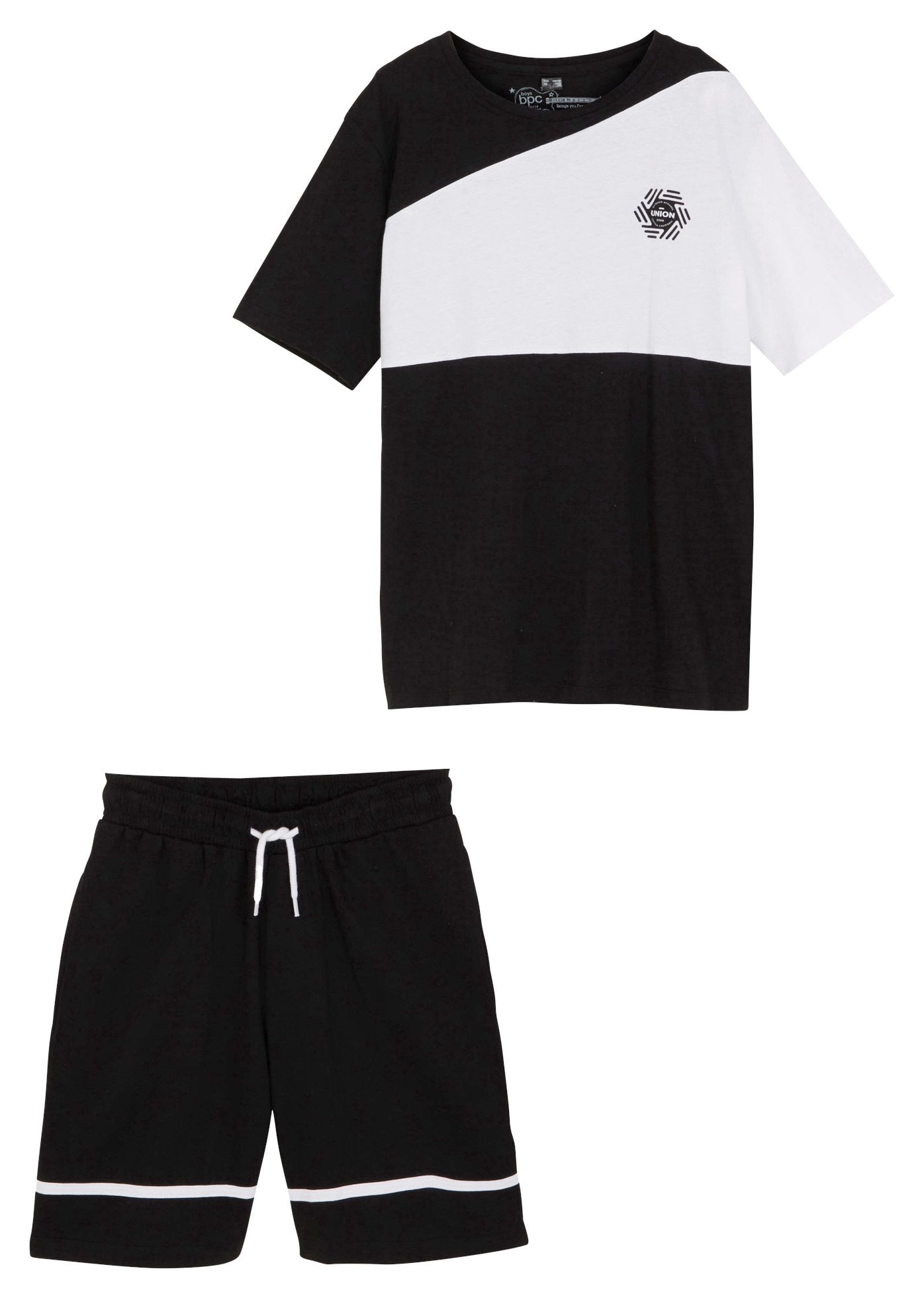 bonprix T-shirt Ensemble, lot de 2,  en coton pur, coupe régulière, manches courtes