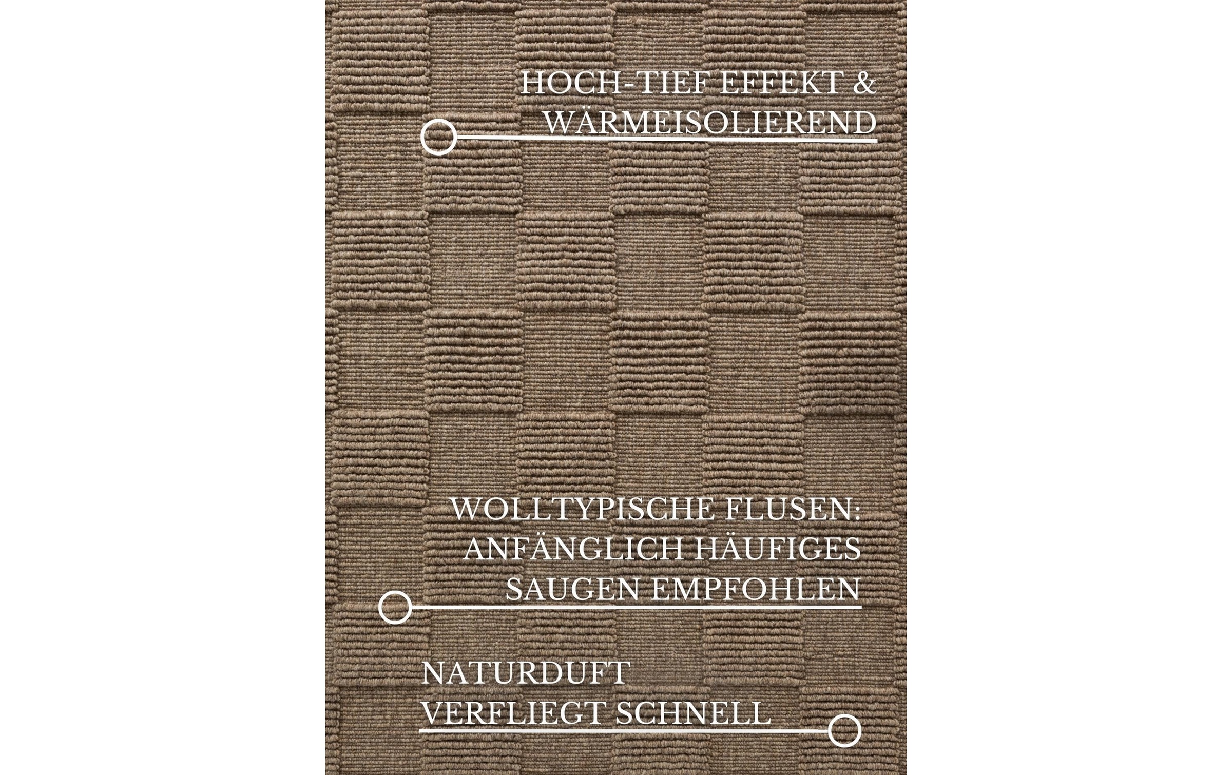 Villeroy & Boch Wollteppich »Scala« rechteckig 10 mm Höhe Handgewebt, Wolle, Kariert, Natur, 3D-Struktur, Karo, Wohnzimmer