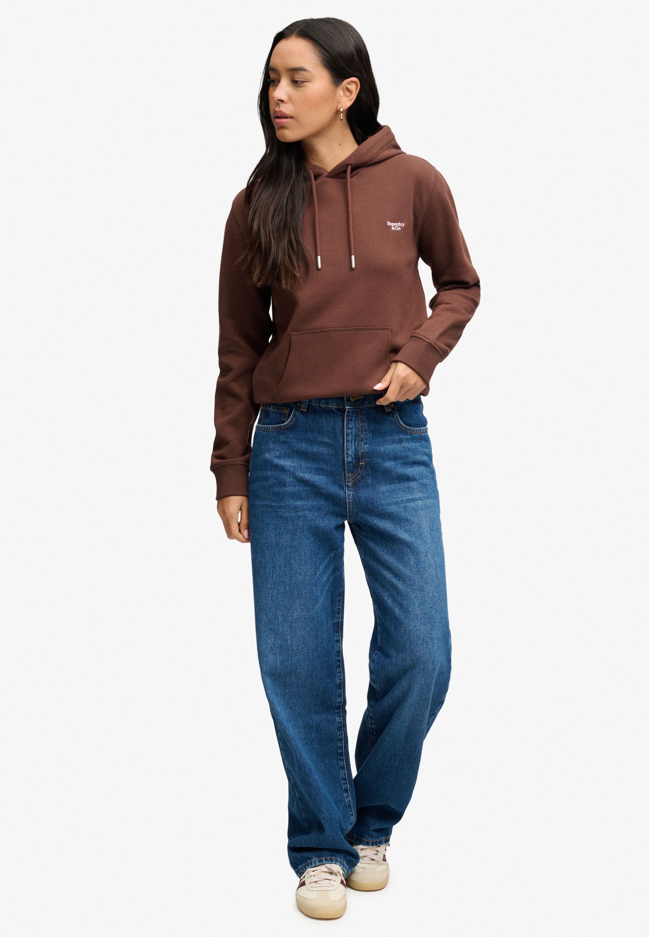 Superdry Sweat à capuche »SIGNATURE EMB HOOD«, mélange coton, coupe décontractée
