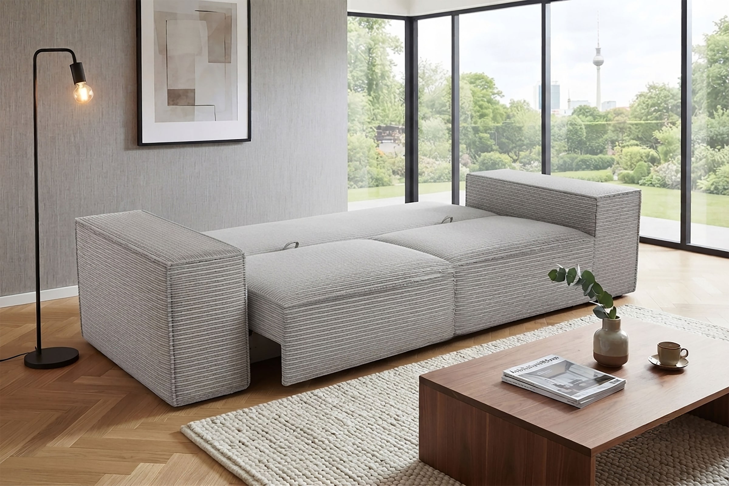 Trends by HG Canapé Big »CONOR« fonction couchage + coffre de lit