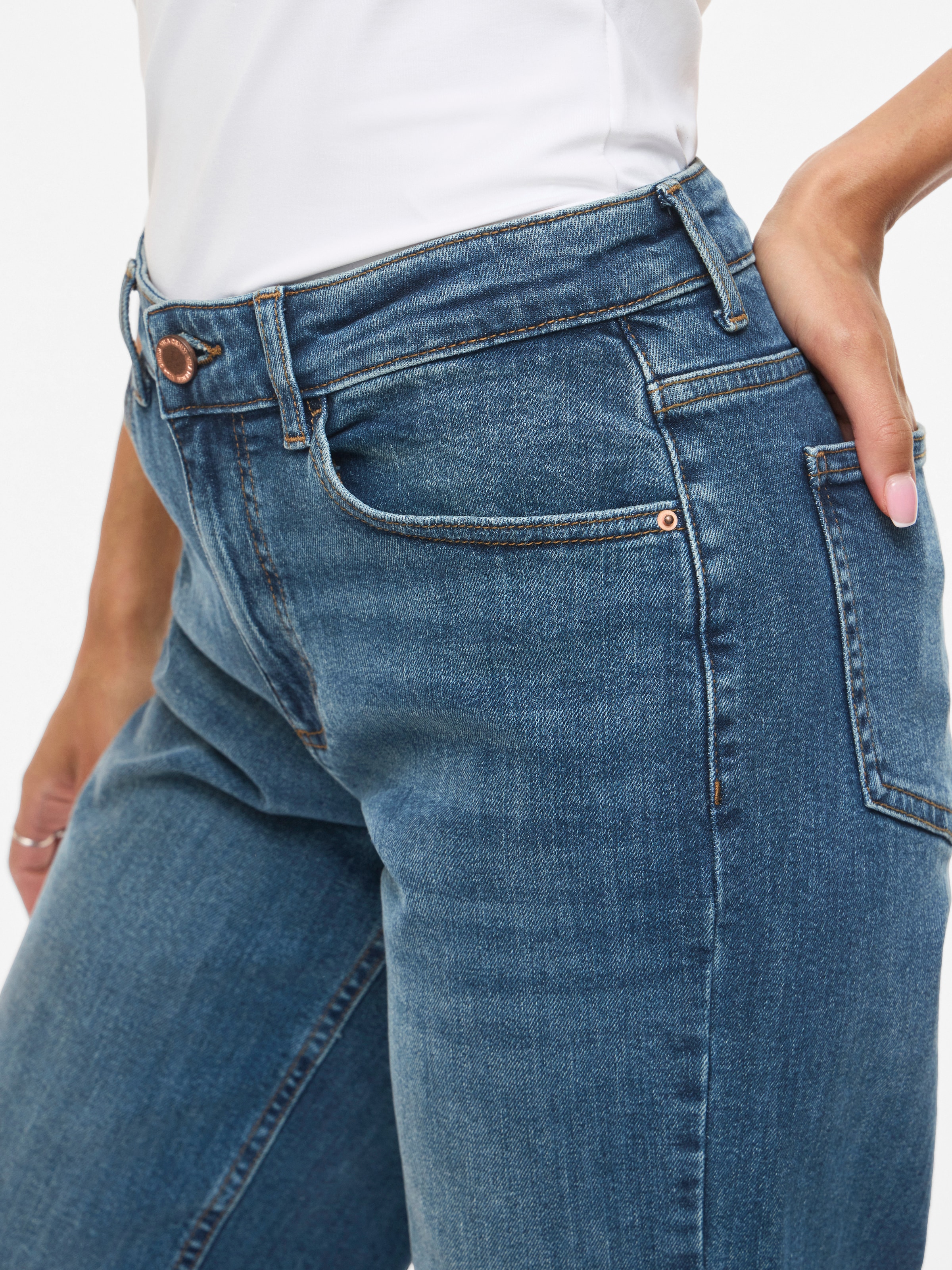Vila Jeans droit »VILISA RW STRAIGHT JEANS ROS - NOOS« Mélange de coton, taille normale, coupe droite