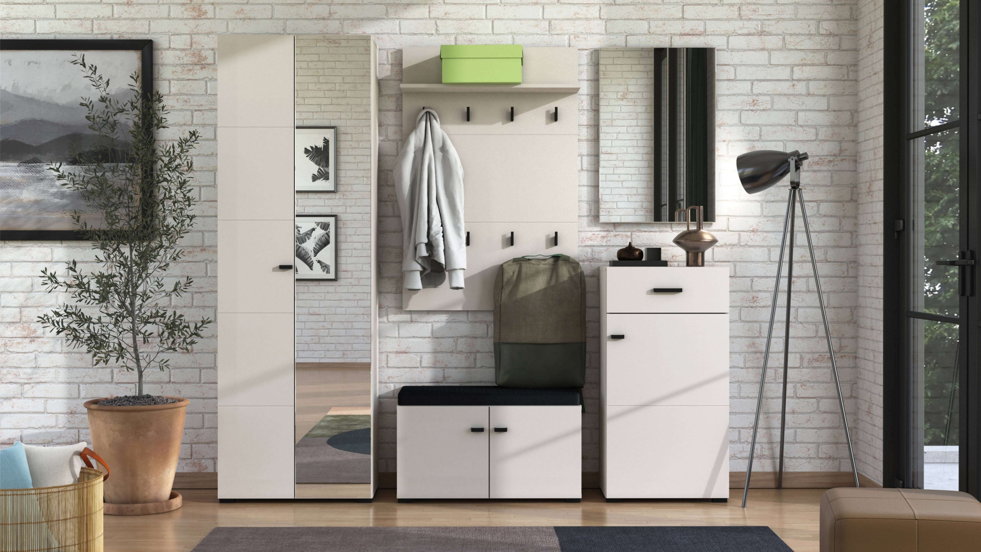 Home affaire Garderobenschrank »Rathlin, Stauraumschrank, Flurschrank, ausziehbare Kleiderstange« Spiegeltür, Gesamtbreite 64 cm, drei Regale