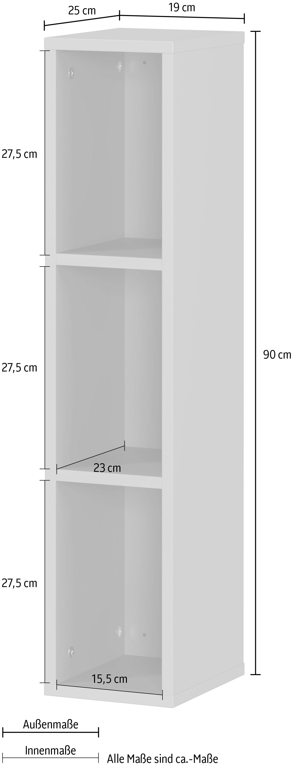 GERMANIA Étagère murale »Tomino« 1 cuis tlg. hinter Wickelkommode oder als Wandregal einsetzbar, B/H/T 19/90/25 cm