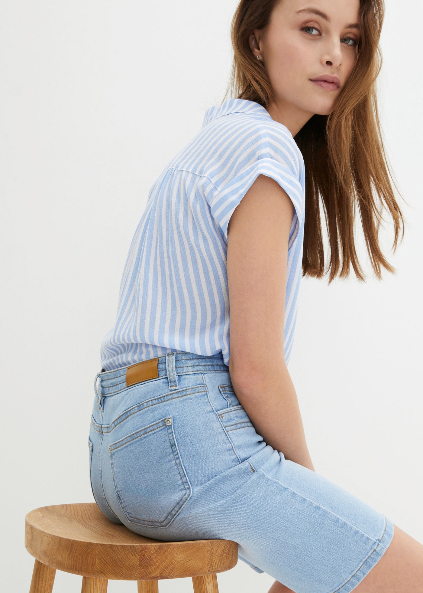 bonprix Bermuda  coupe ajustée, matière élastique, avec lien