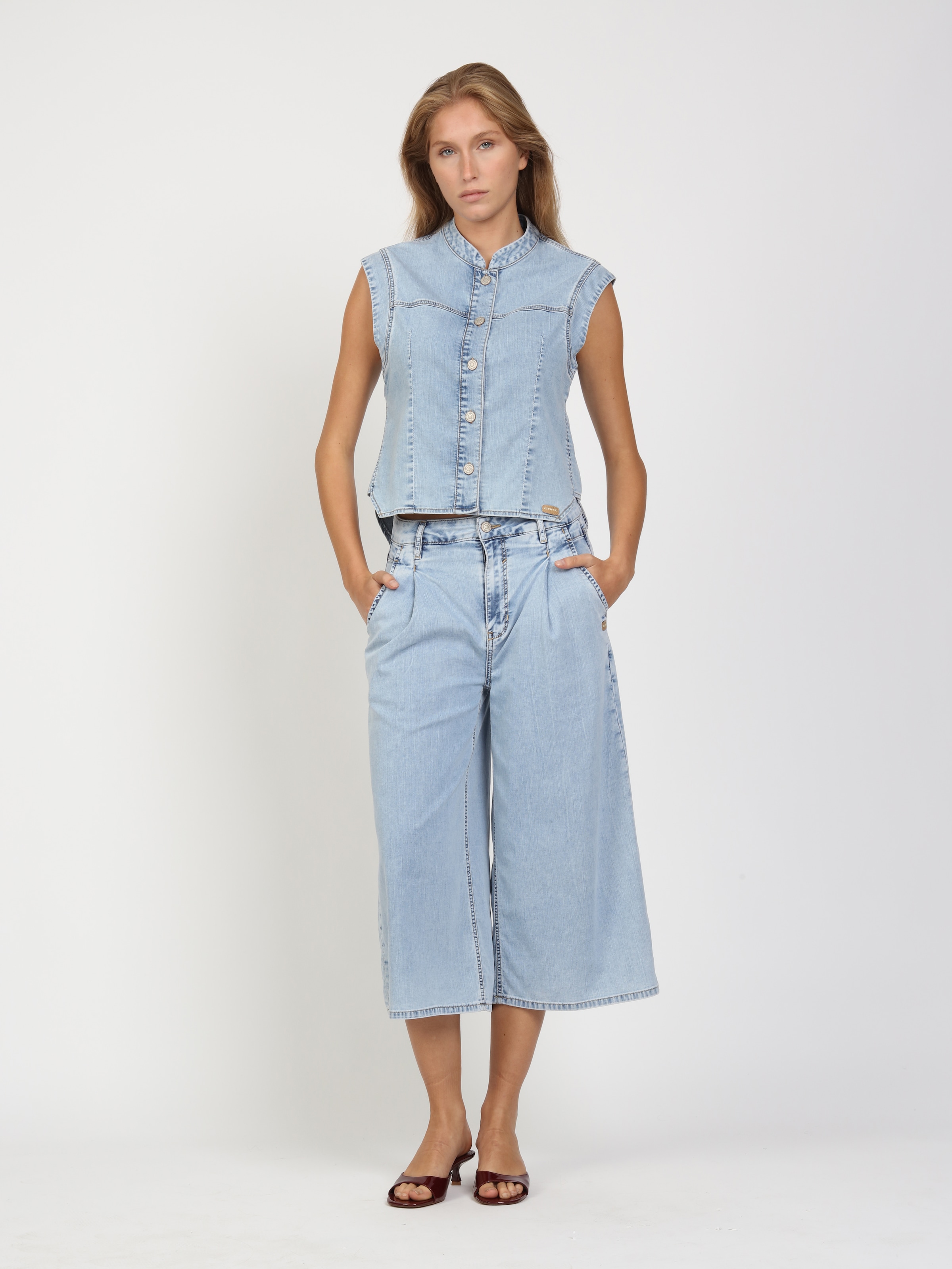 GANG Gilet en jean »94LARA VEST« sans manches, coupe relax
