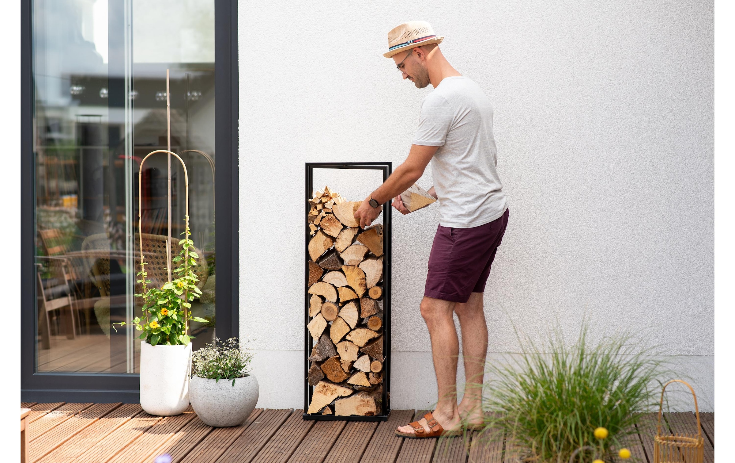 WESTMANN Étagère pour bois de cheminée »Xavier« noir, LxPxH : 40x20x120cm