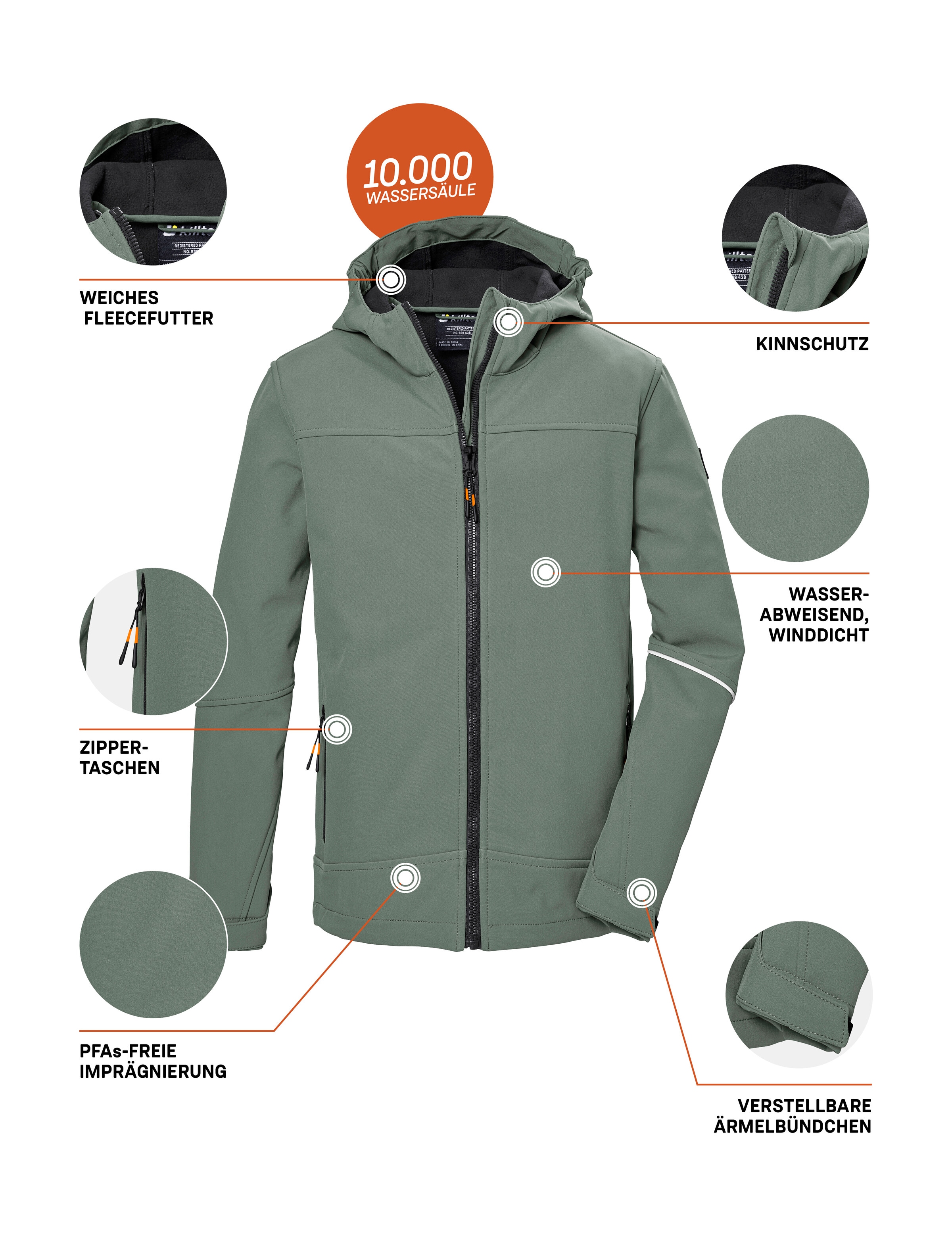 Killtec Softshelljacke »KOS 143 BYS SFTSHLL JCKT« Wind- und wasserabweisende, atmungsaktive, PFAS-freie Kinderjacke