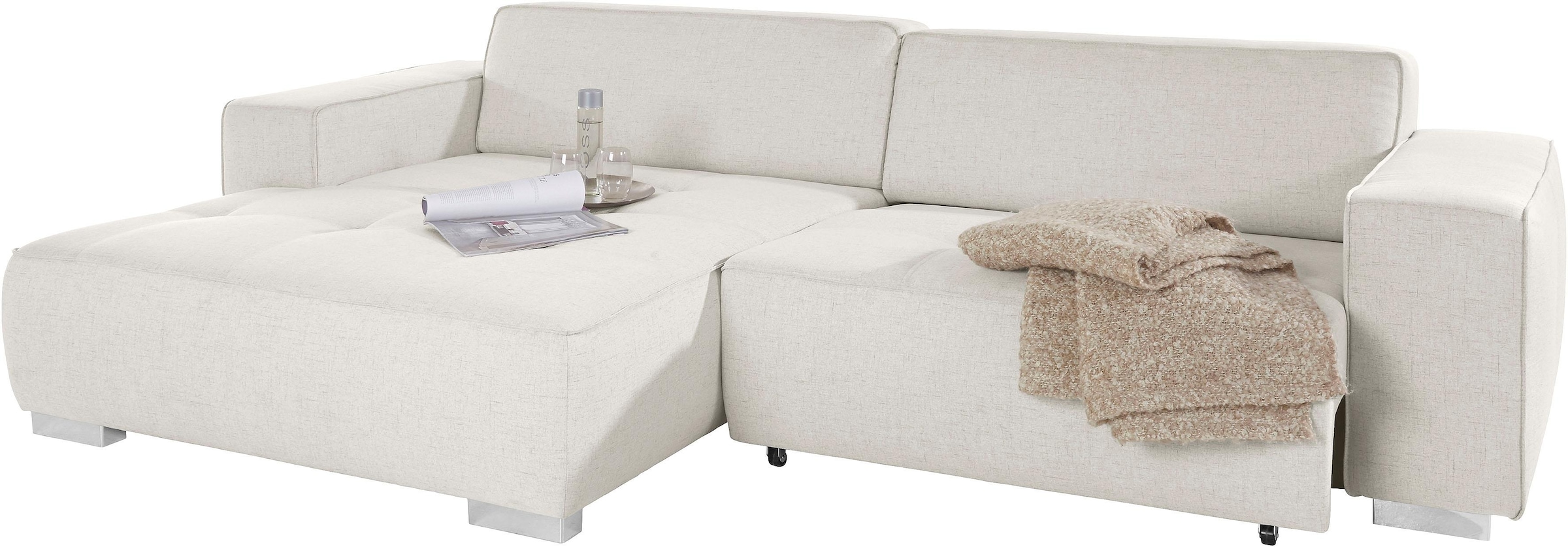 INOSIGN Canapé d'angle »Sapporo L-Form« wahlweise Bettfunktion oder Sitztiefenverstellung, Federkern