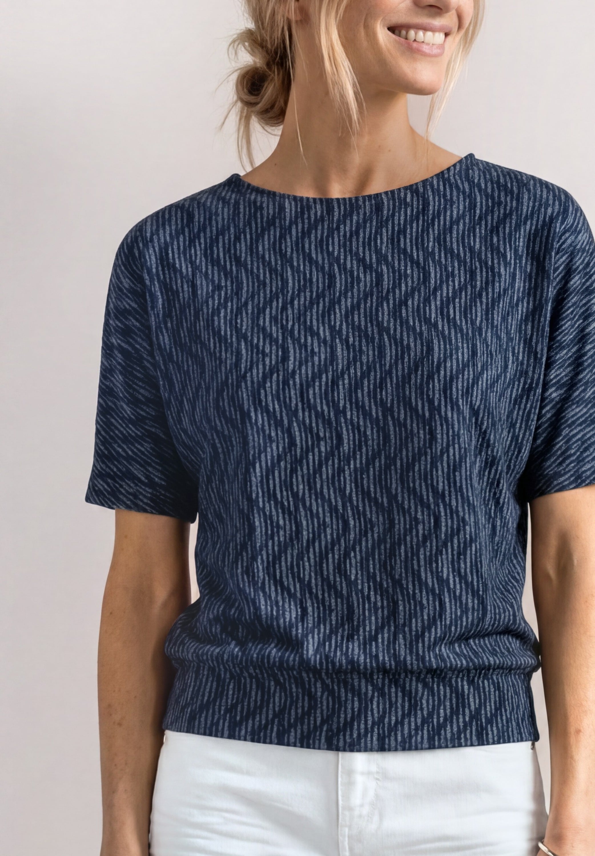 STREET ONE Shirt à col rond t-shirt d'été avec motif allover et encolure bateau