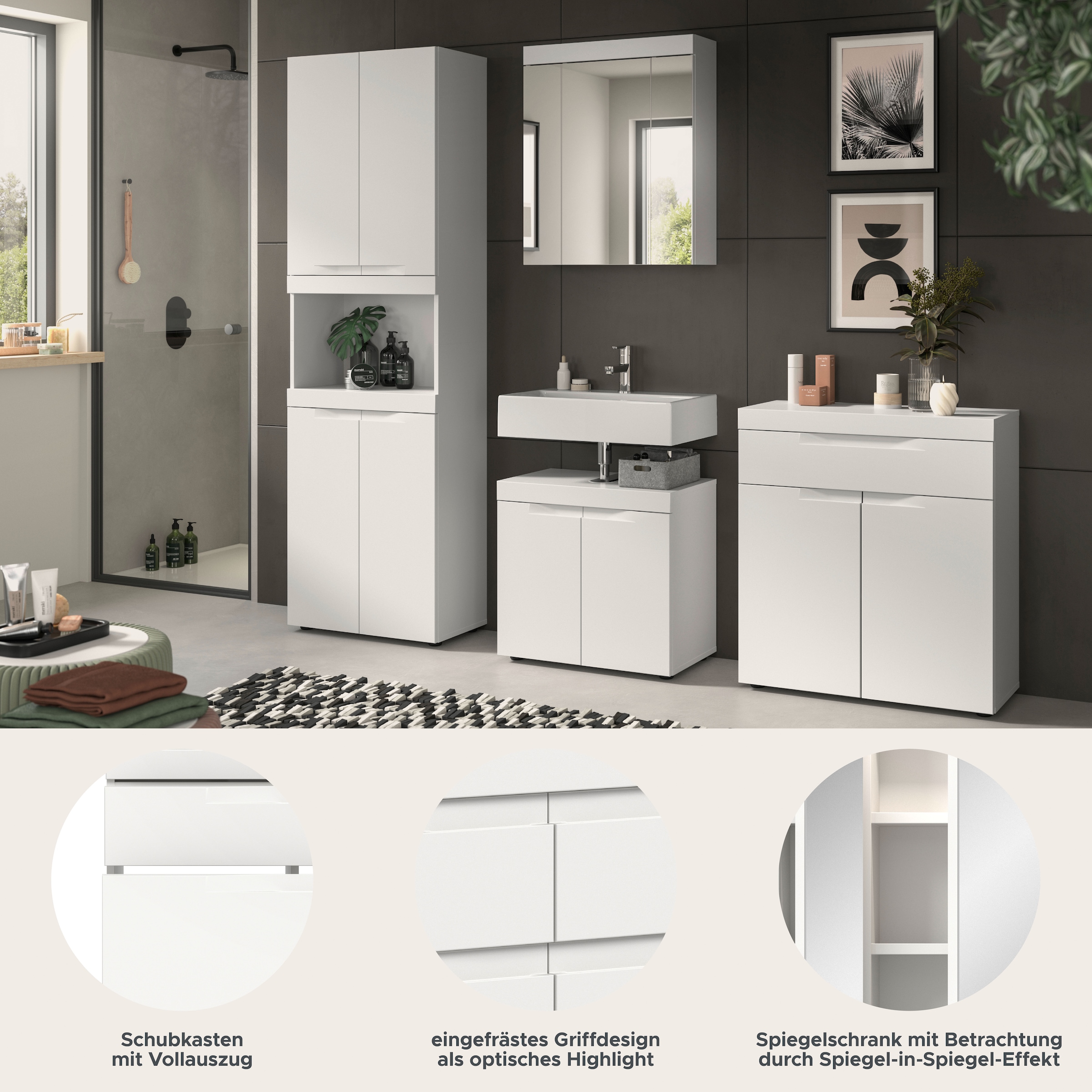 GOODproduct Badmöbel-Set »MAOI, 4-teilige Badkombination, hochwertige MDF Front«