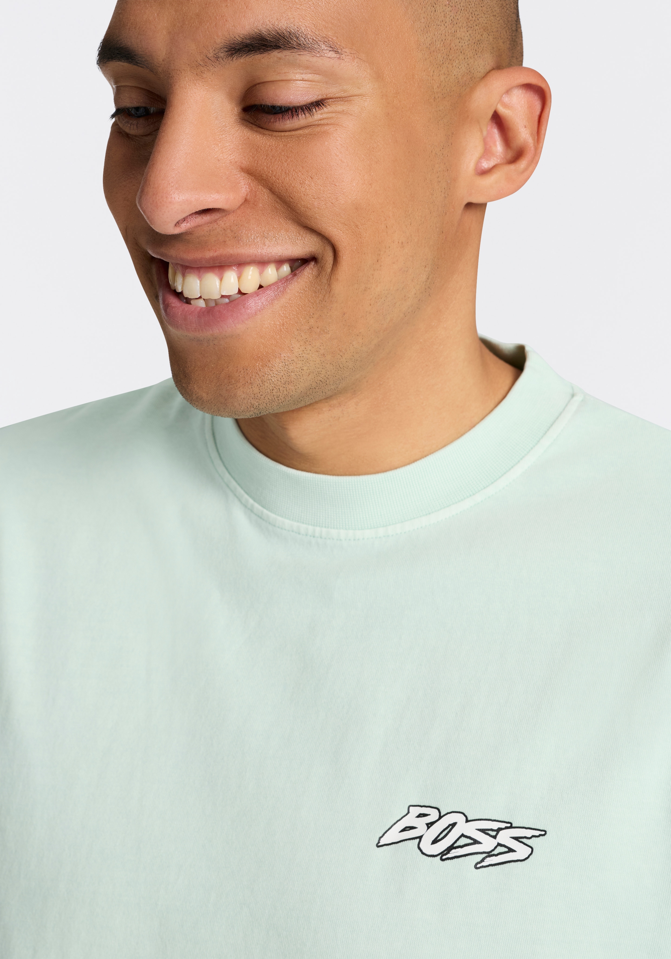BOSS ORANGE T-Shirt Relaxed Fit, sommerlicher Druck, reine Baumwolle