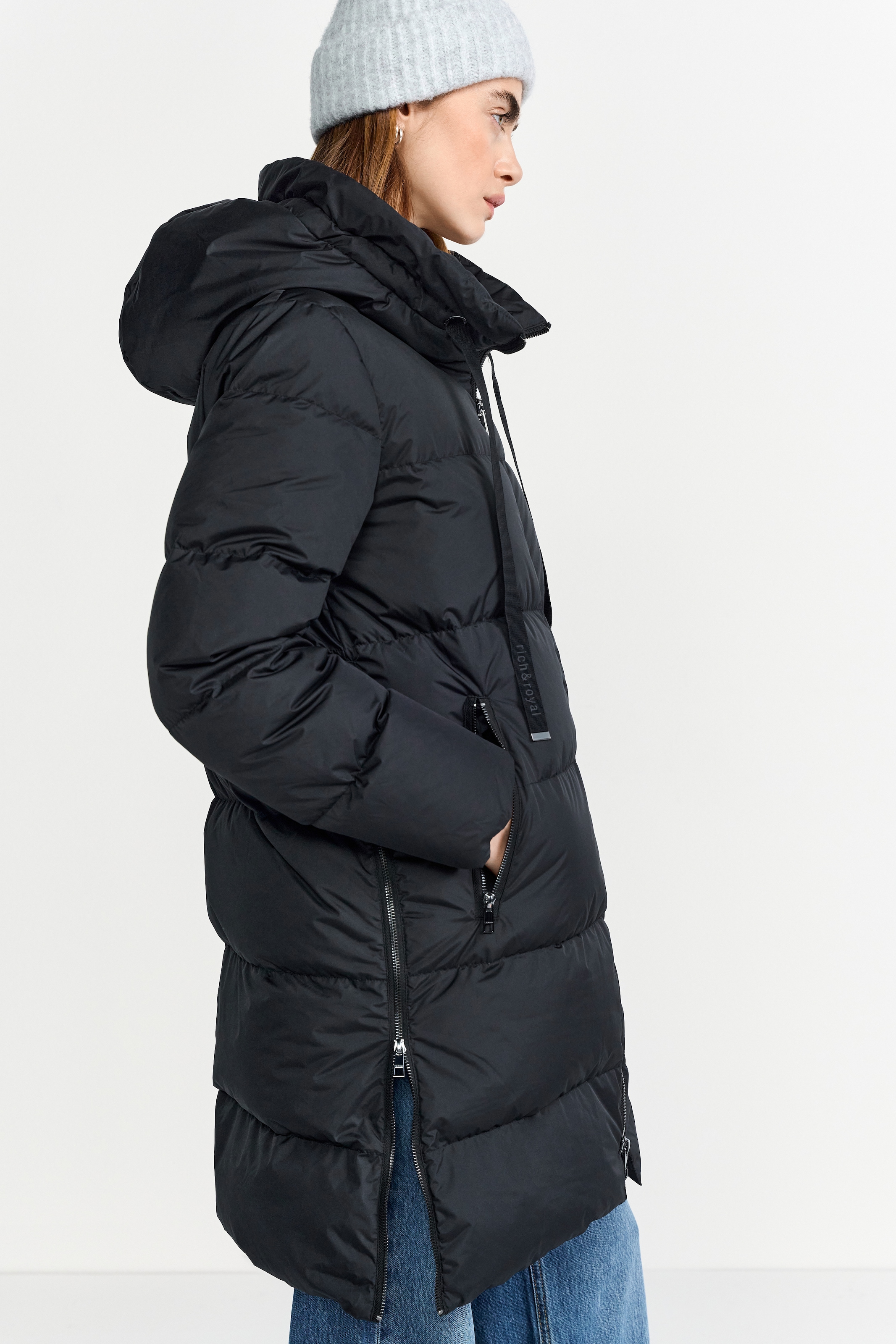 RICHROYAL Steppmantel oversized, mit Reissverschlüssen an den Seiten, Wintermantel