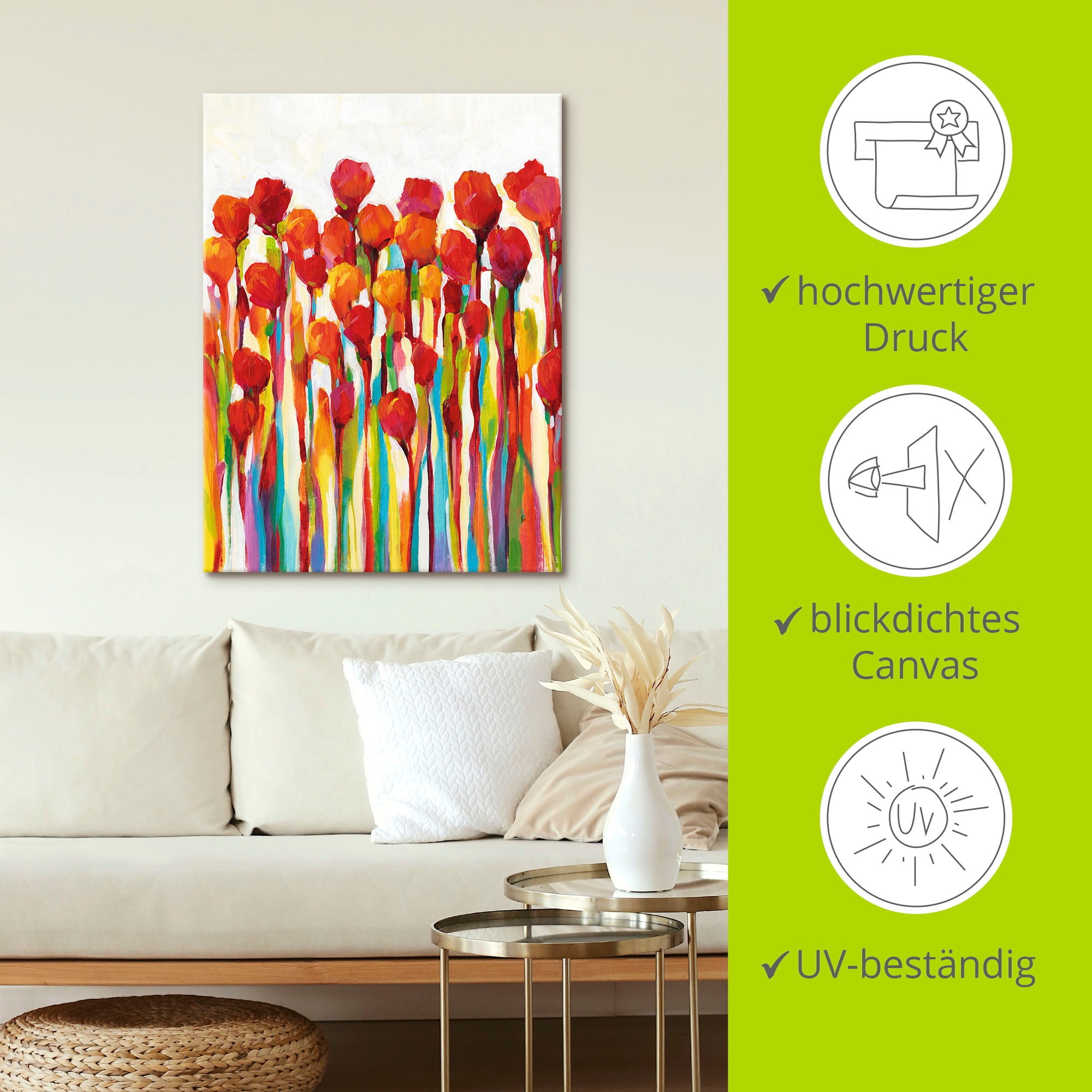 Artland Leinwandbild »Strotzen mit Farben I« Blumenwiese 1 Stk. tlg. auf Holzrahmen gespannt