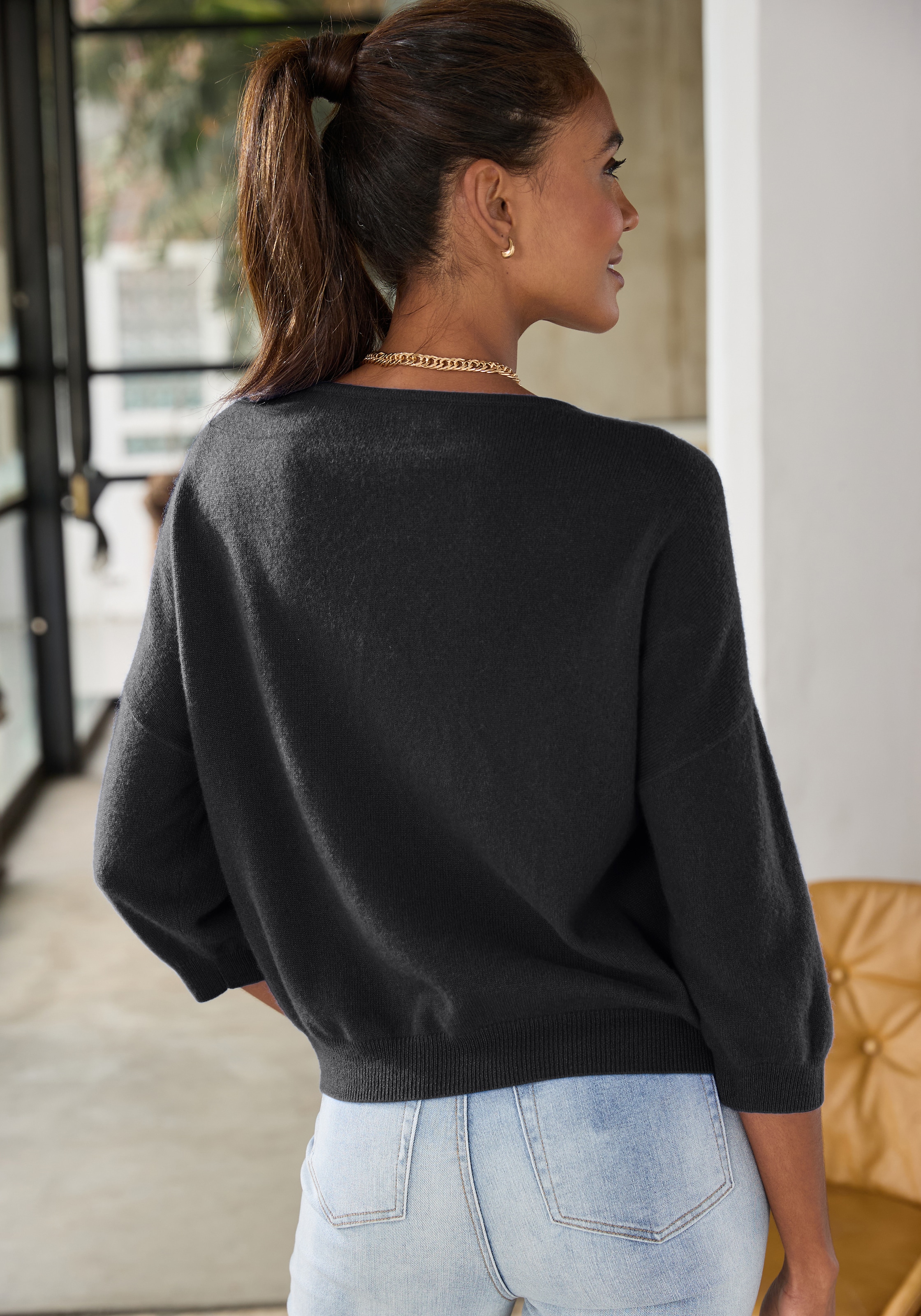 LASCANA Pull en cachemire avec encolure en V