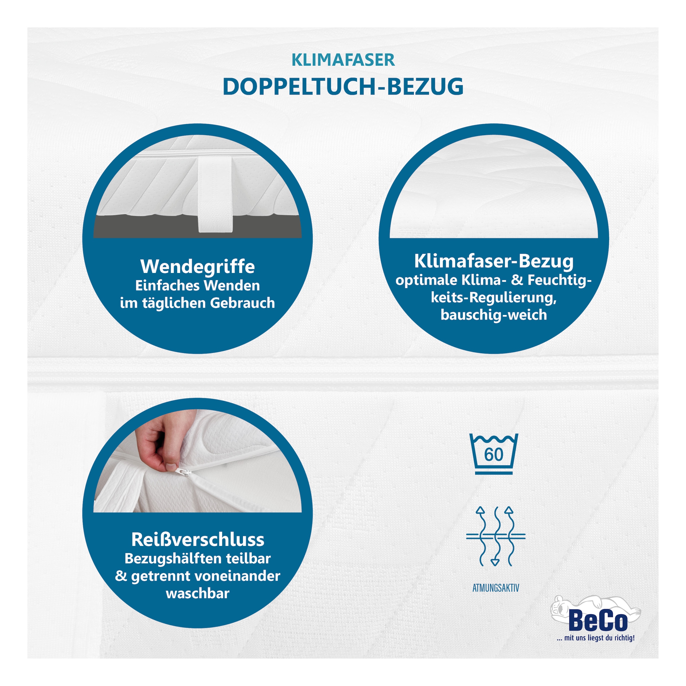 Beco Matelas à ressorts ensachés »Matratze,7 Zonen, Federkernmatratze, zwei Liegeseiten« Maxima Plus, 90x200 cm en H3 par Stiftung Warentest "BON (1,8)"