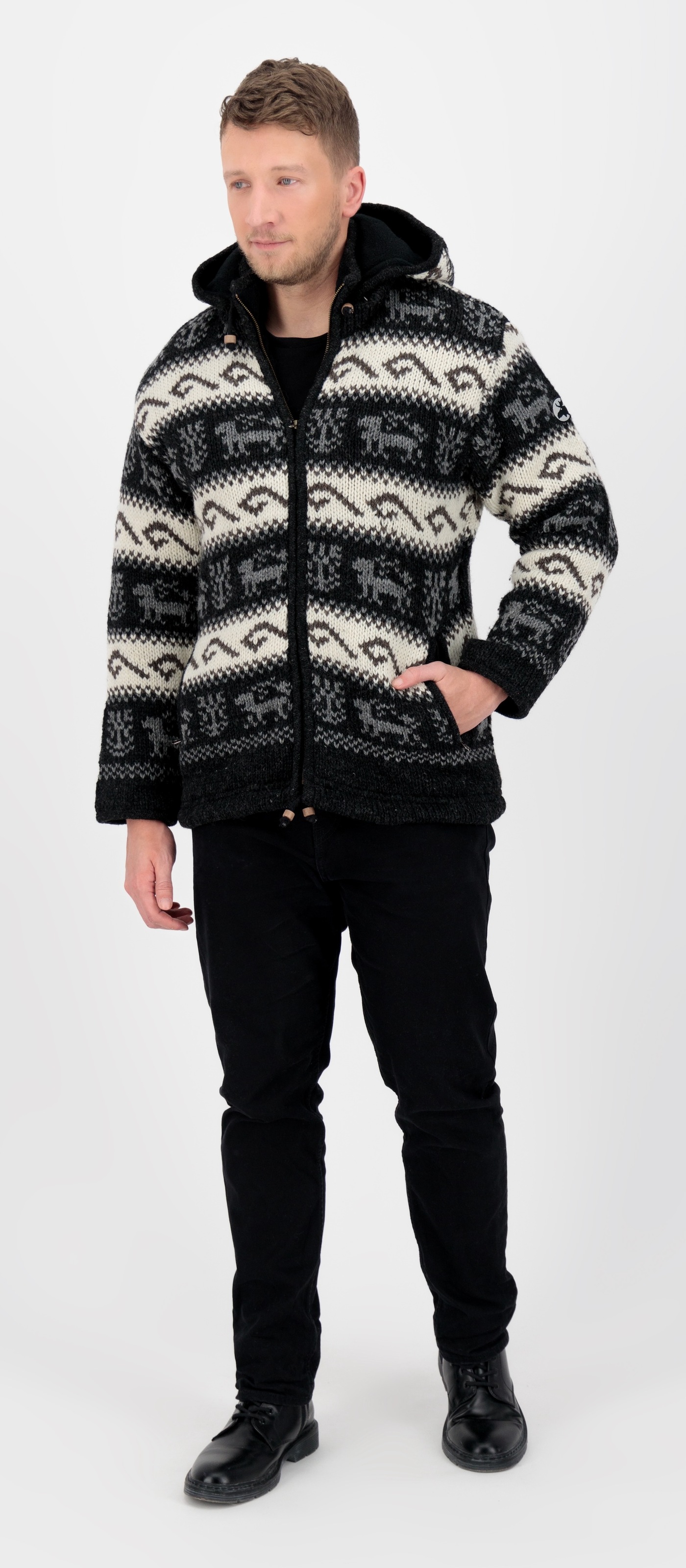 DEPROC Active Strickfleecejacke »LHOTSE MEN« mit Kapuze mit Kapuze und weichem Fleece gefüttert
