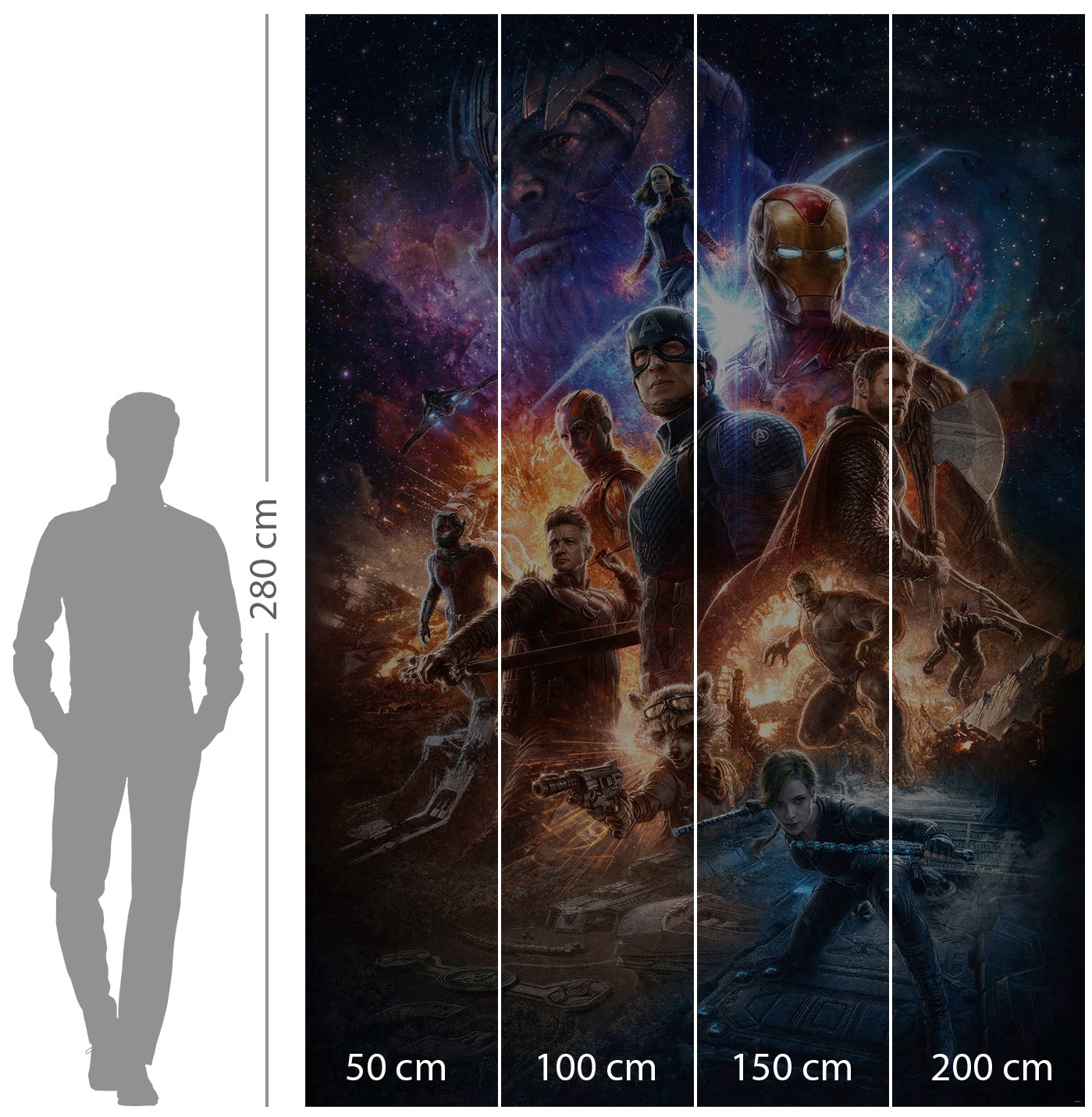 Komar Papier peint intissé »Digitaldruck Vlies -  Avengers Battle of Worlds - Grösse 200 x 280 cm« imprimé Kinderzimmer