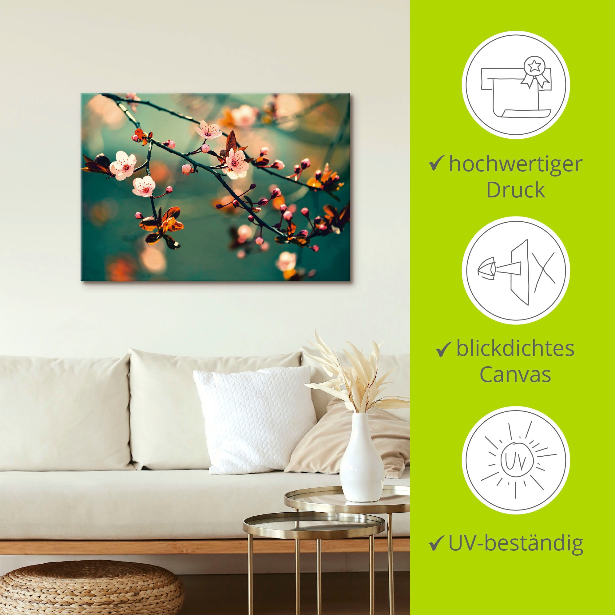 Artland Fresque murale »Japanische Kirsch Sakura Blumen« 1 cuis tlg. als Leinwandbild, Poster in verschied. Grössen